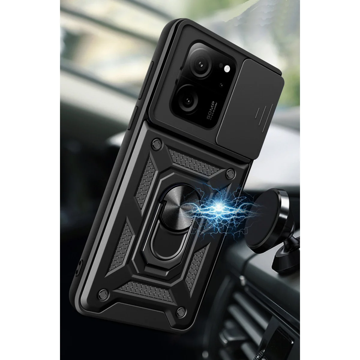 Mi 13T Pro Kılıf Pars Lens Yüzüklü Silikon - Kırmızı