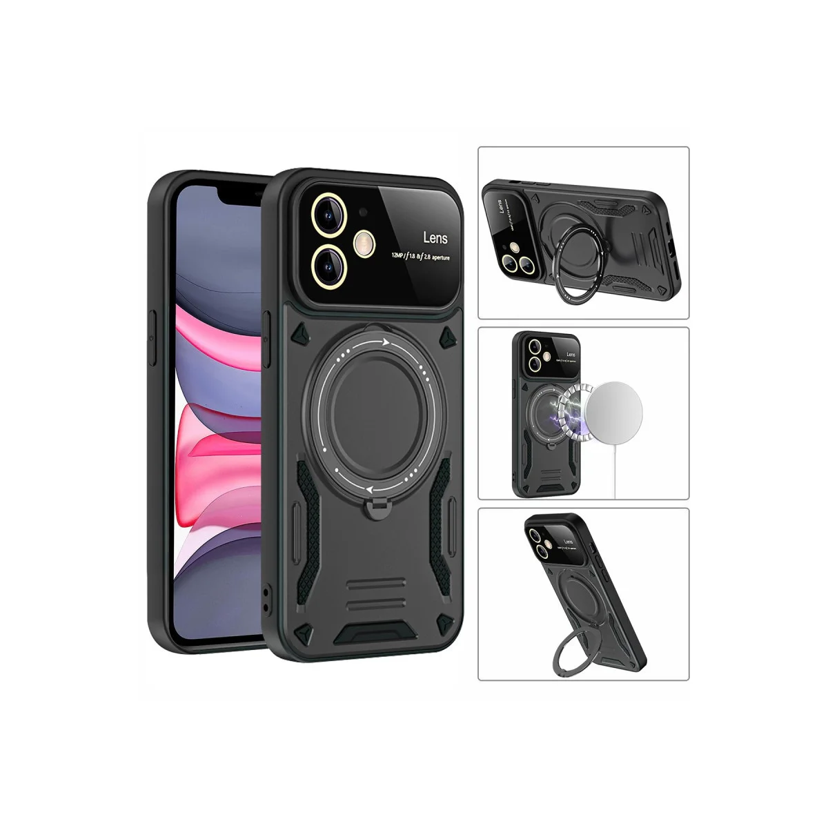 iPhone 11 Kılıf Joy Lens Standlı Kapak - Kırmızı