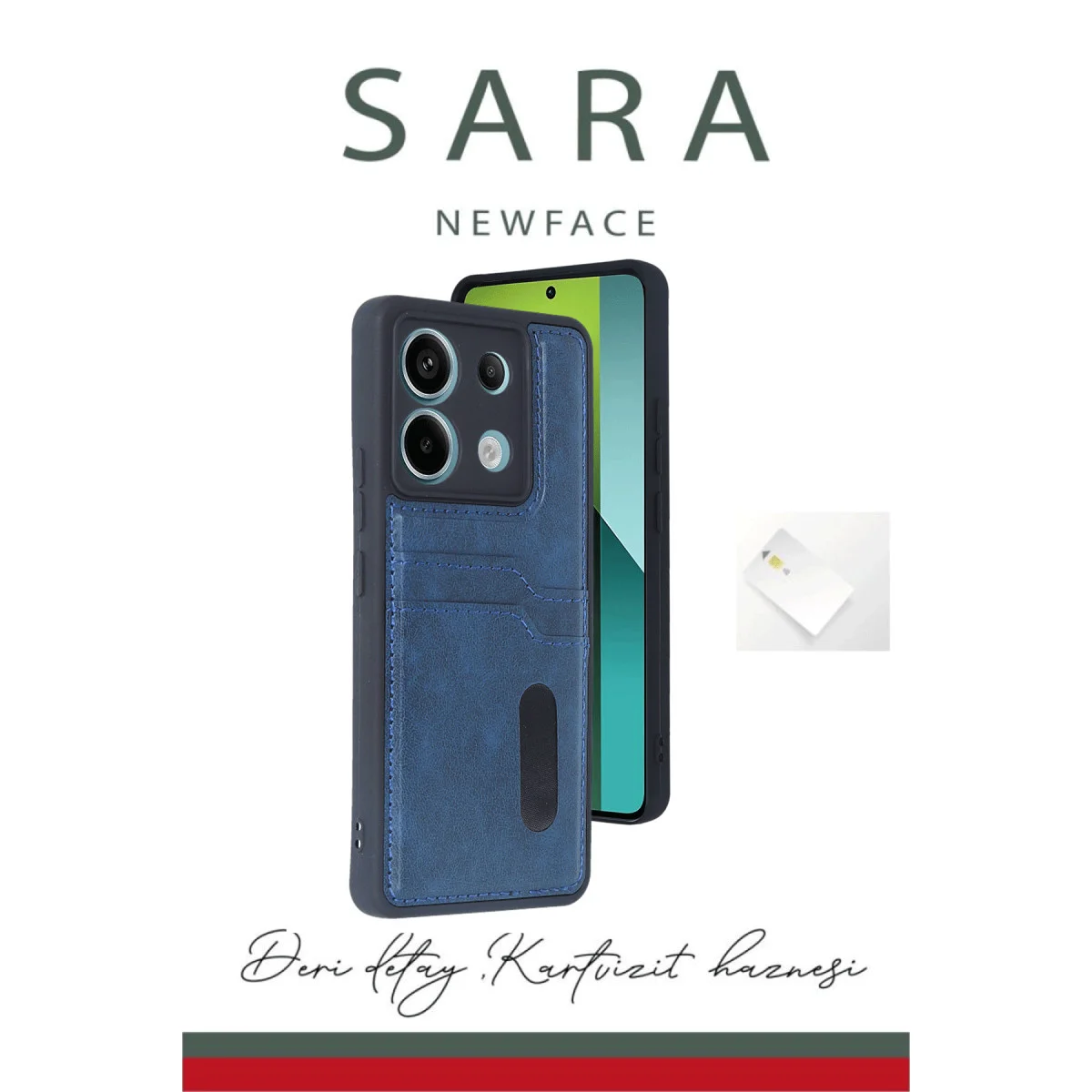 Redmi Note 13 Pro 4G Kılıf Sara Kartvizitli Deri Kılıf - Kırmızı