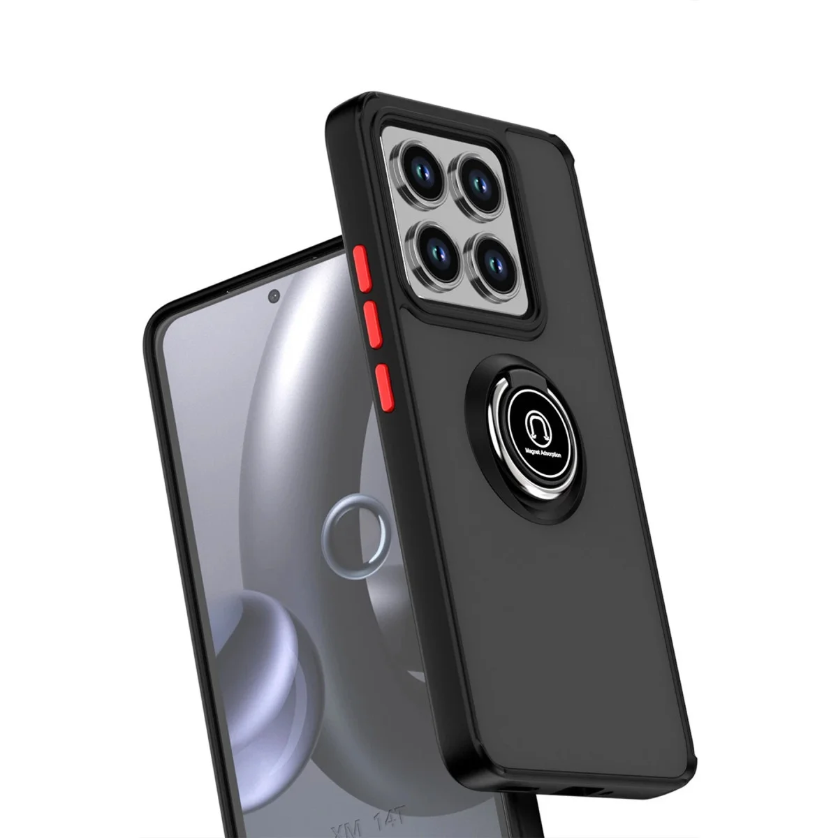 Mi 14T Pro Kılıf Montreal Yüzüklü Silikon Kapak - Kırmızı