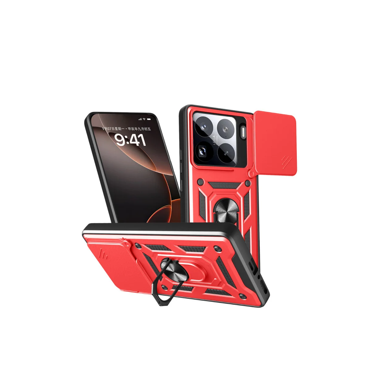 Mi 15 Pro Kılıf Pars Lens Yüzüklü Silikon - Kırmızı