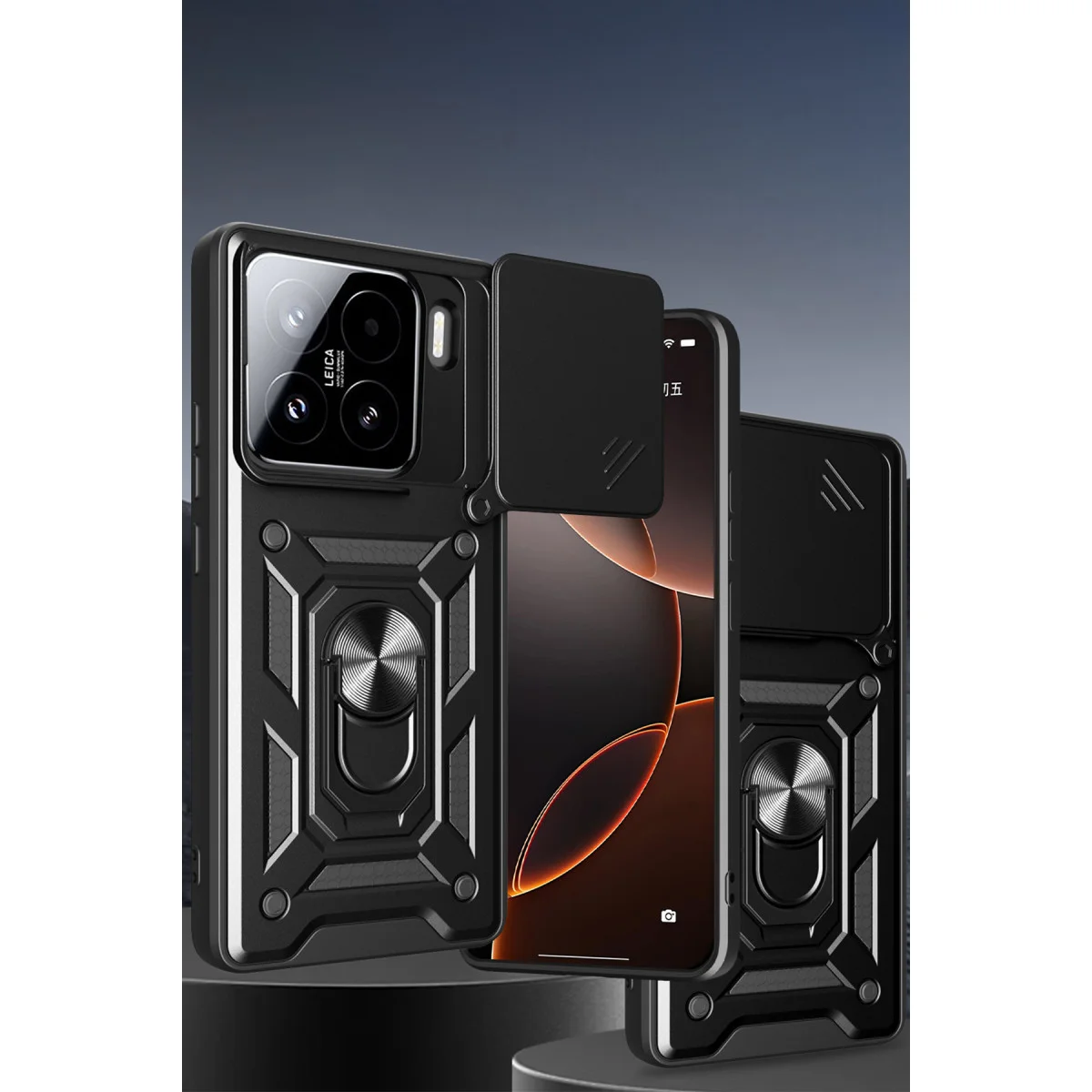 Mi 15 Pro Kılıf Pars Lens Yüzüklü Silikon - Kırmızı