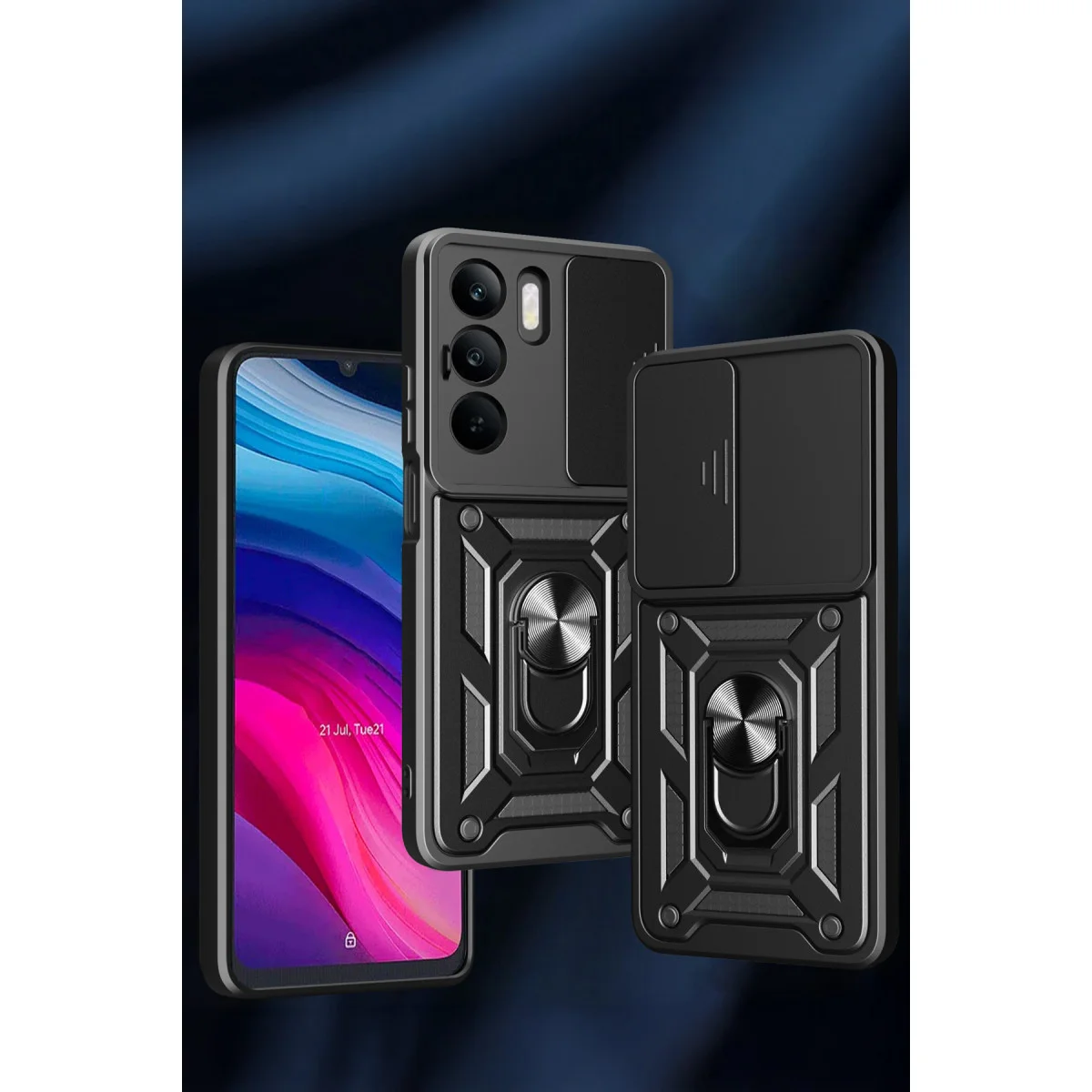 Realme C75 4G Kılıf Pars Lens Yüzüklü Silikon - Kırmızı