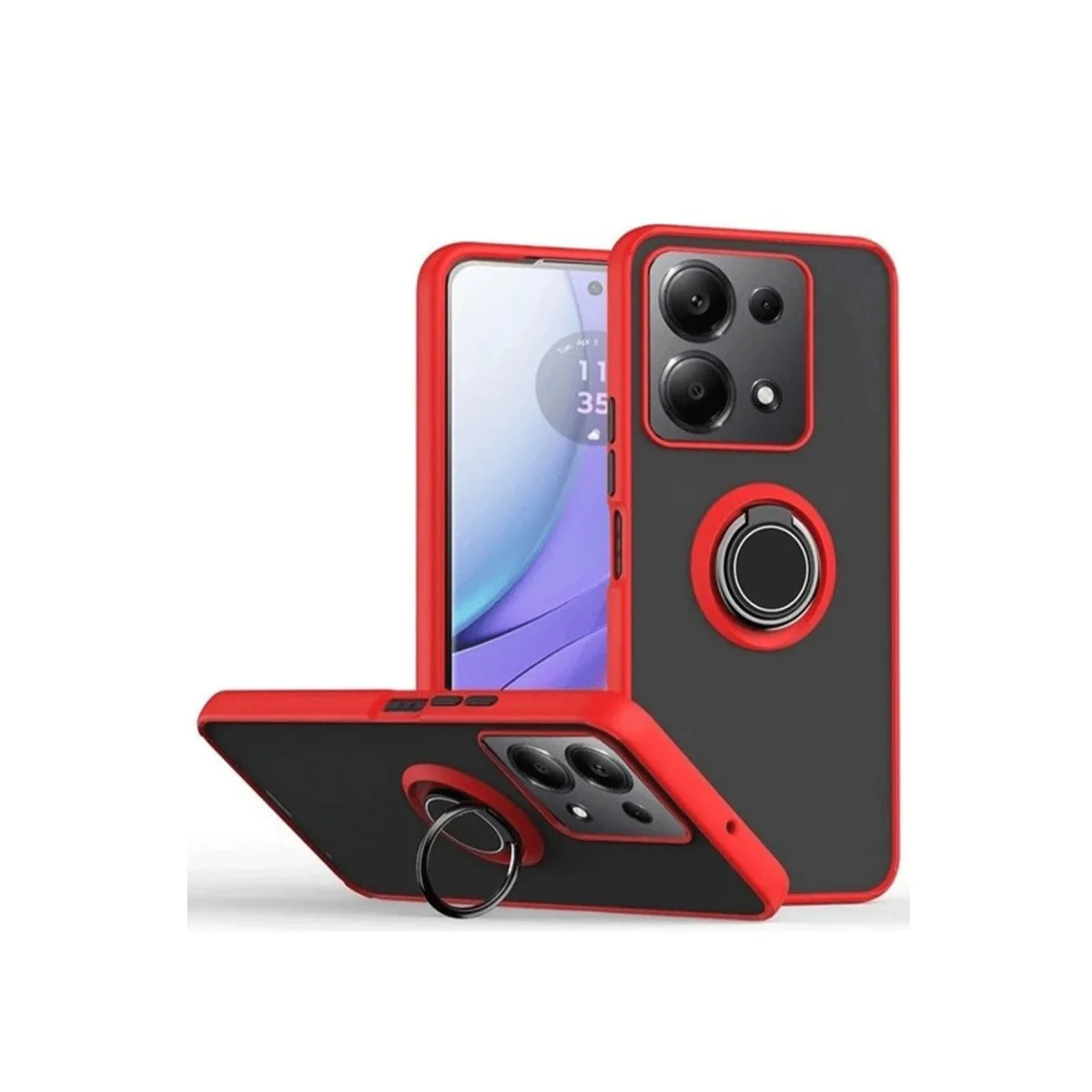 Redmi Note 13 Pro 4G Montreal Yüzüklü Silikon Kapak - Kırmızı