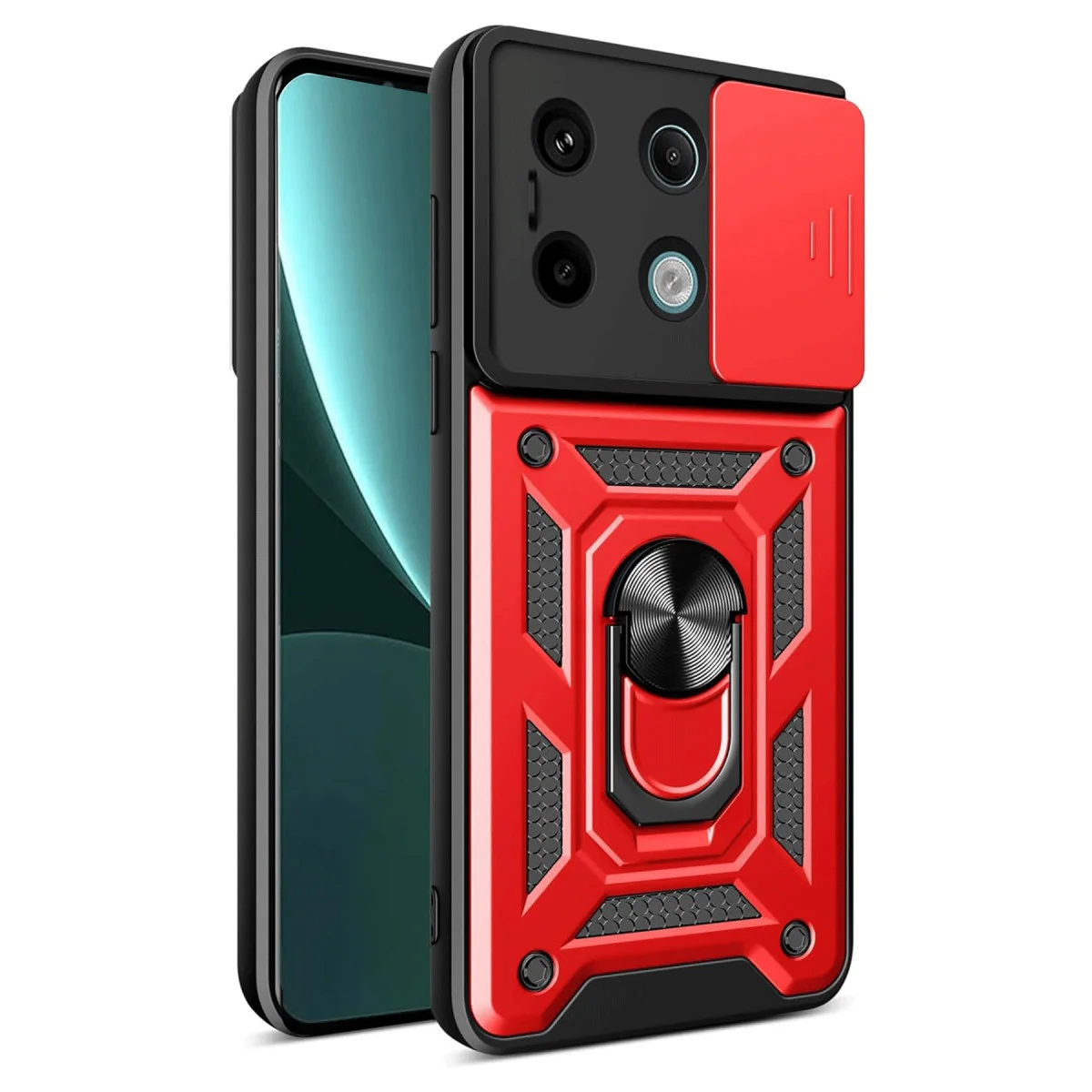 Redmi Note 13 Pro 4G Pars Lens Yüzüklü Silikon - Kırmızı