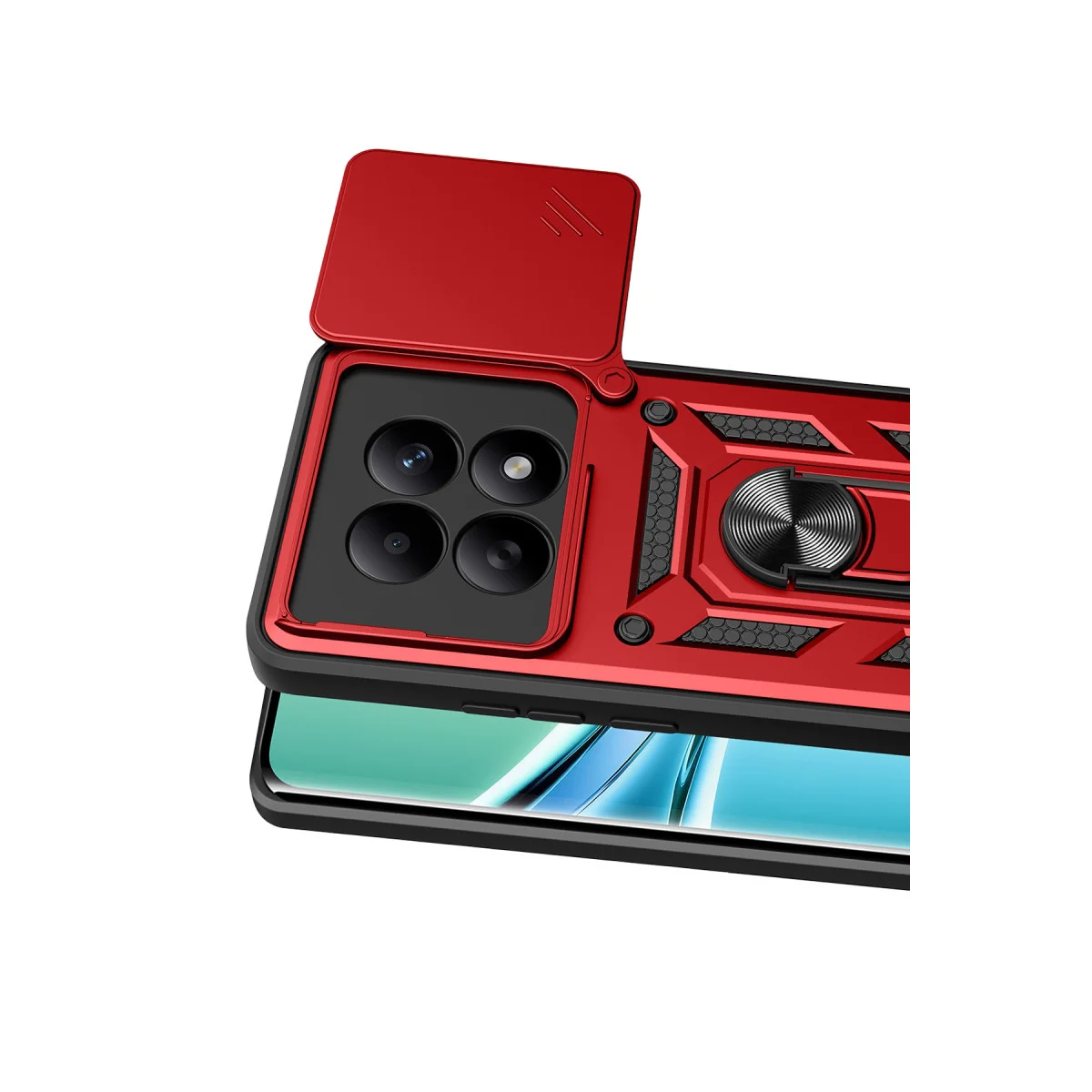 Redmi Note 15 4G Pars Lens Yüzüklü Silikon - Kırmızı