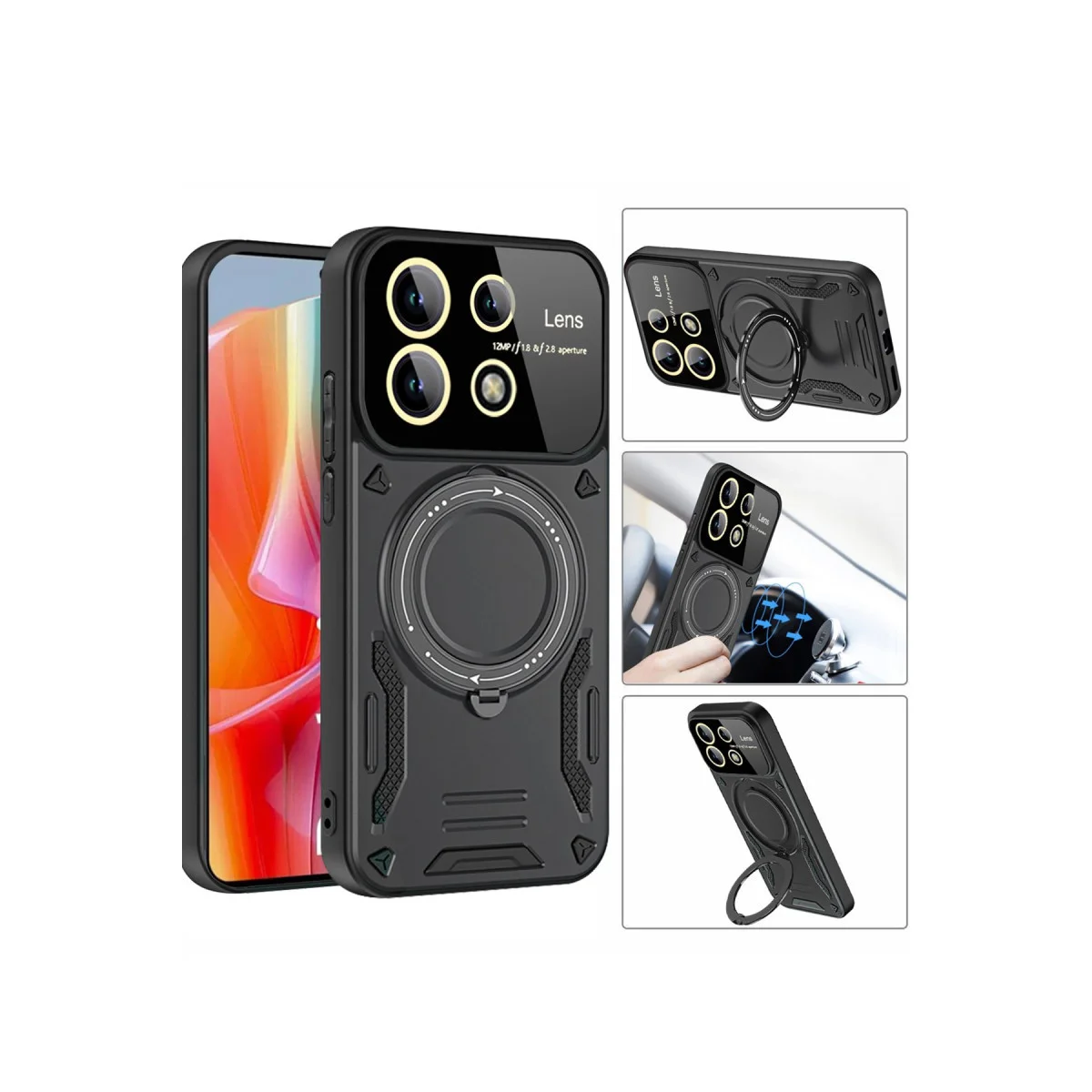 Redmi Note 13 Pro 5G Kılıf Joy Lens Standlı Kapak - Lacivert