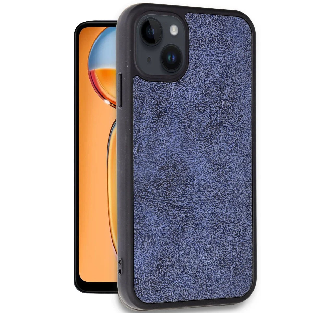 iPhone 15 Kılıf Aras Deri Kapak - Lacivert