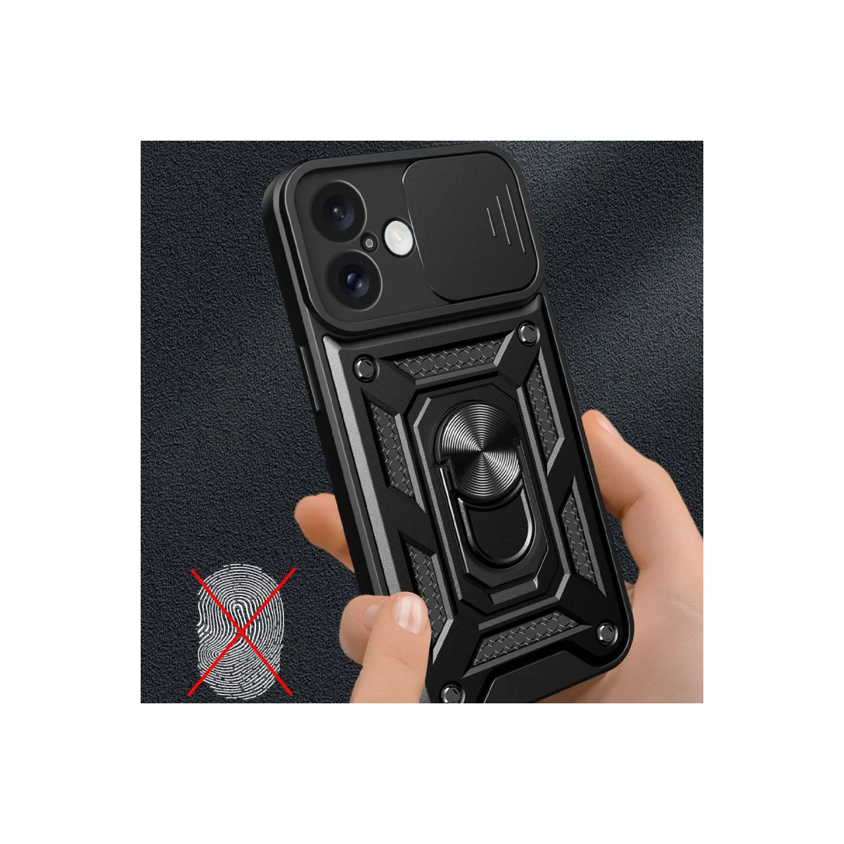 iPhone 16 Kılıf Pars Lens Yüzüklü Silikon - Lacivert