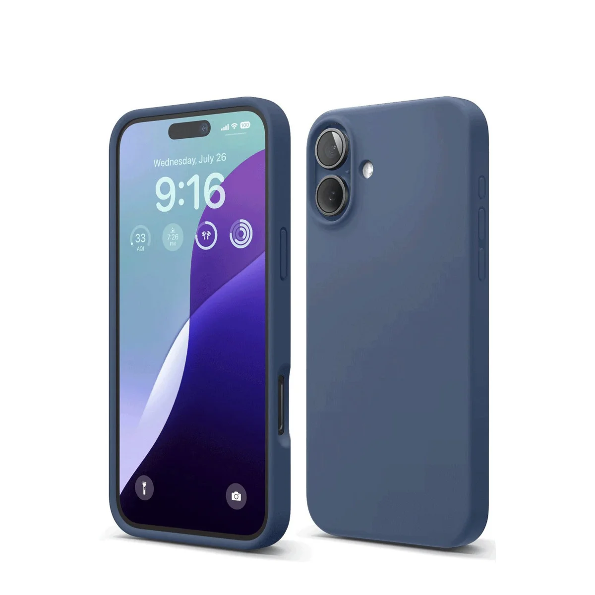 iPhone 16 Kılıf Nano içi Kadife Silikon - Lacivert