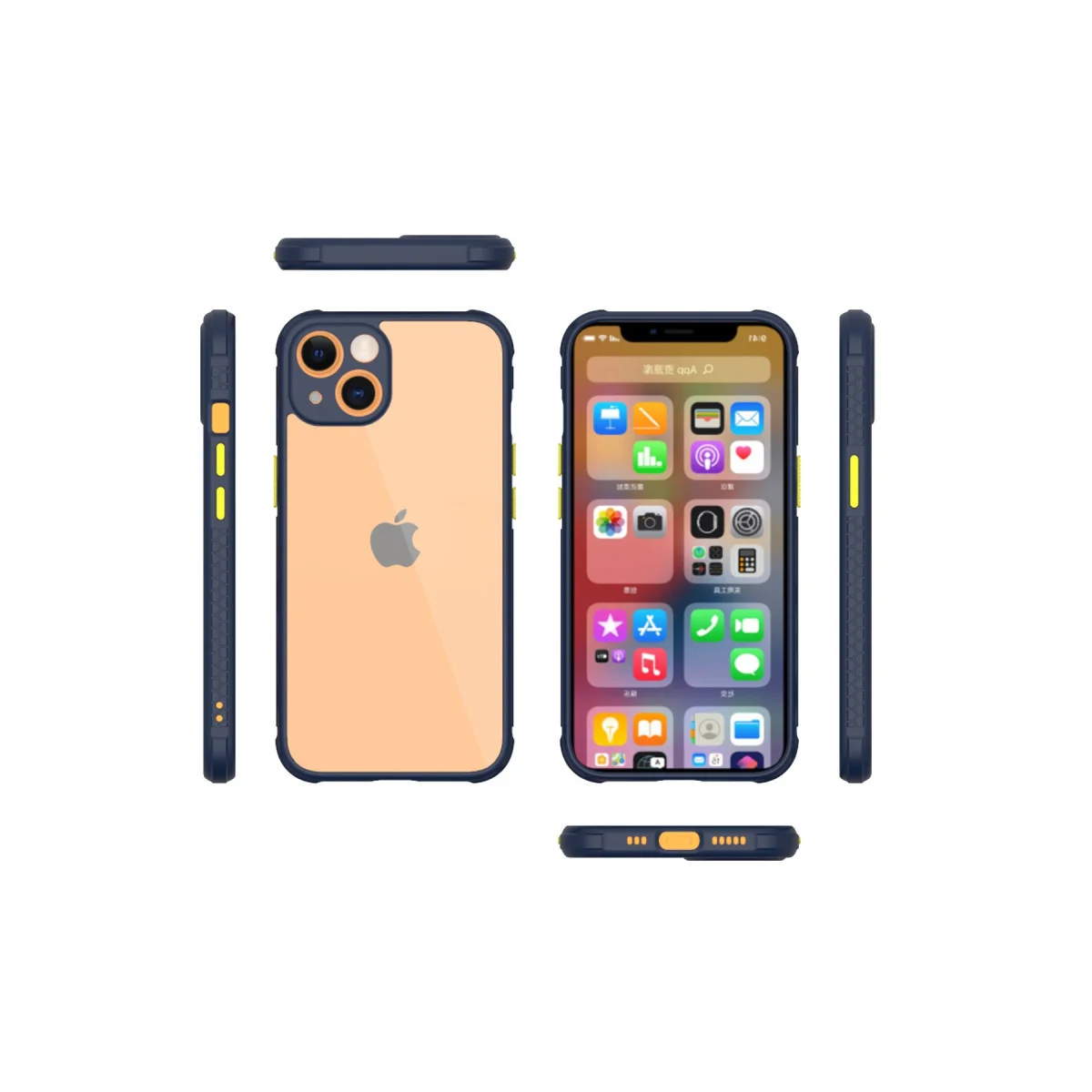 iPhone 13 Mini Kılıf Miami Şeffaf Silikon - Lacivert
