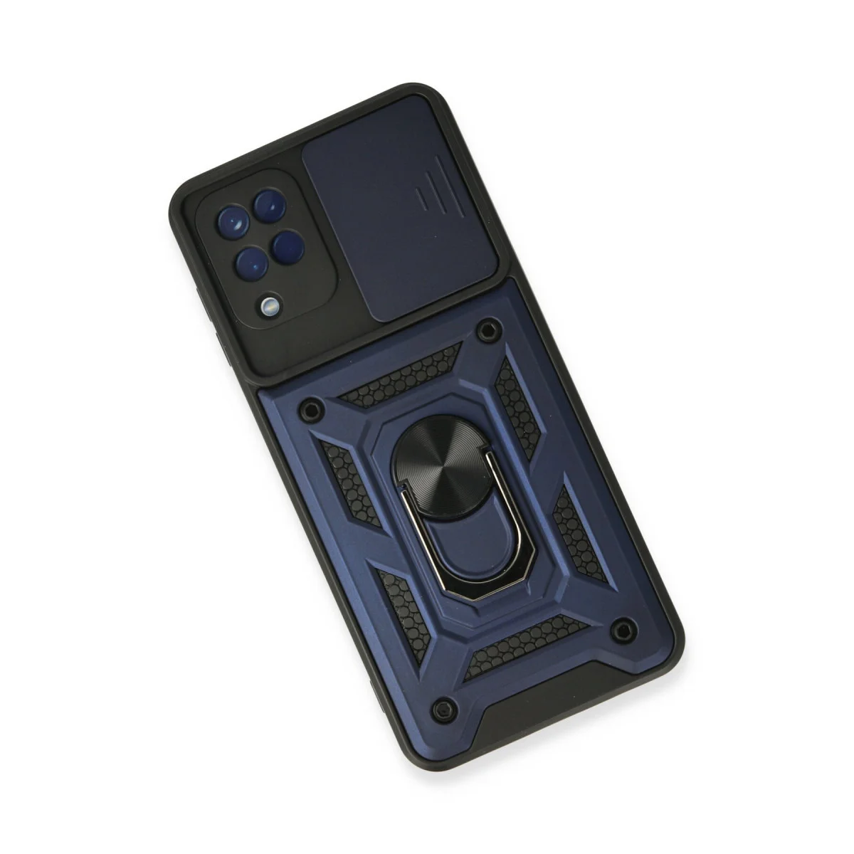 Galaxy A22 Kılıf Pars Lens Yüzüklü Silikon - Lacivert
