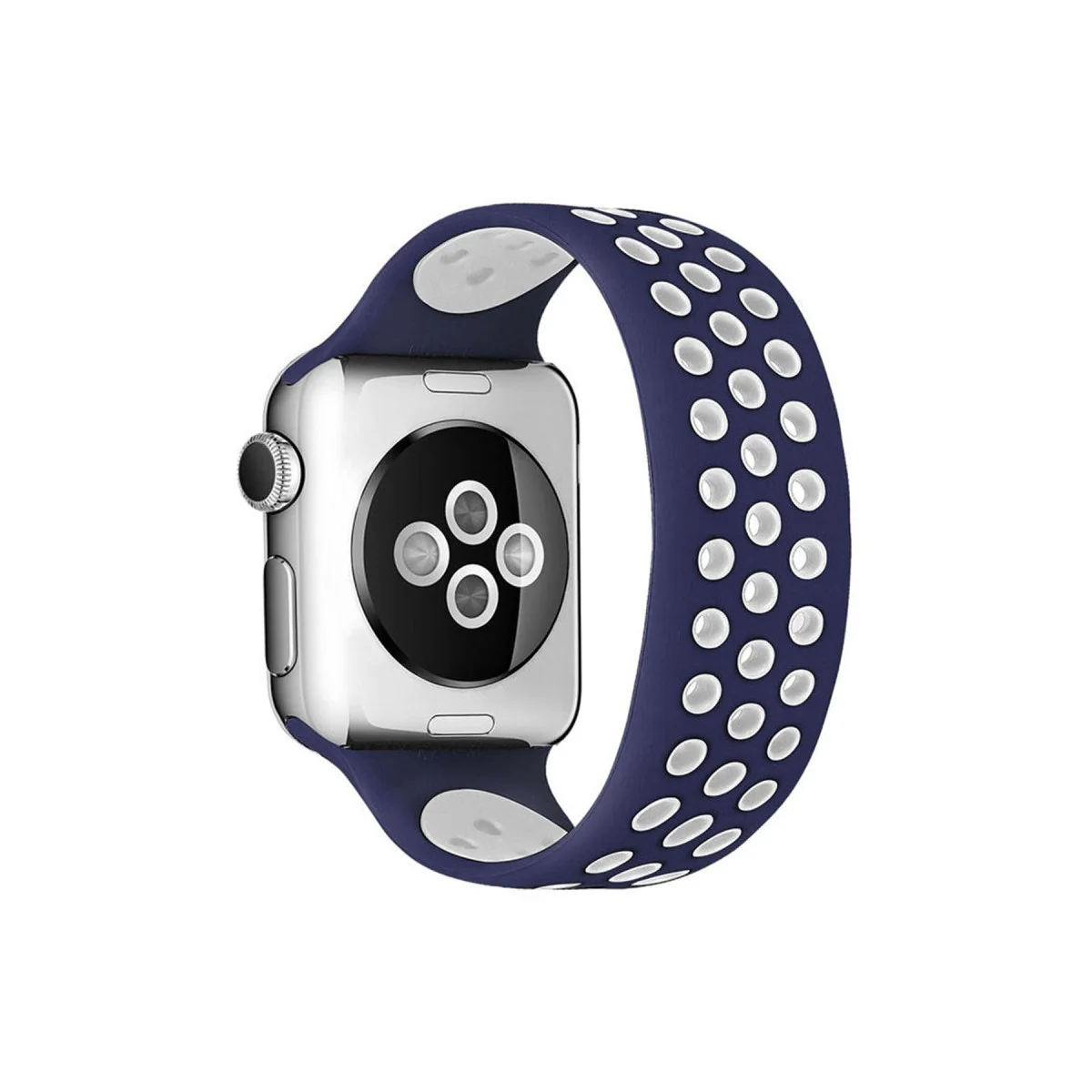 Watch 38mm Ayarlı Delikli Silikon Kordon - Lacivert-Beyaz