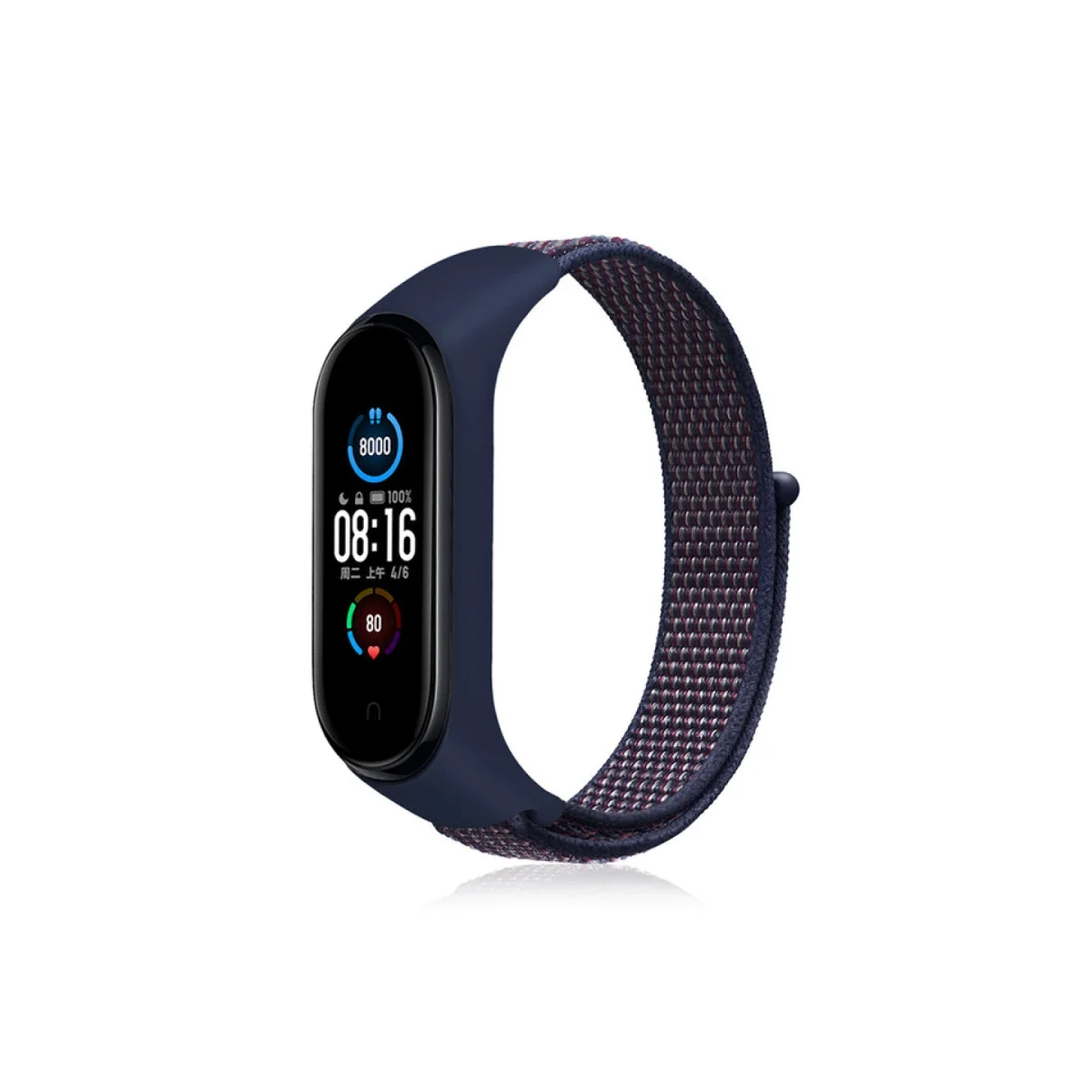 Mi Band 4 Hasırlı Cırtcırtlı Kordon - Lacivert-Mor