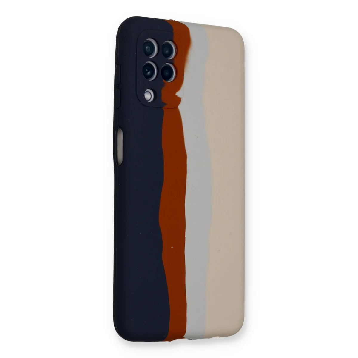 Galaxy A22 Kılıf Ebruli Lansman Silikon - Lacivert-Krem