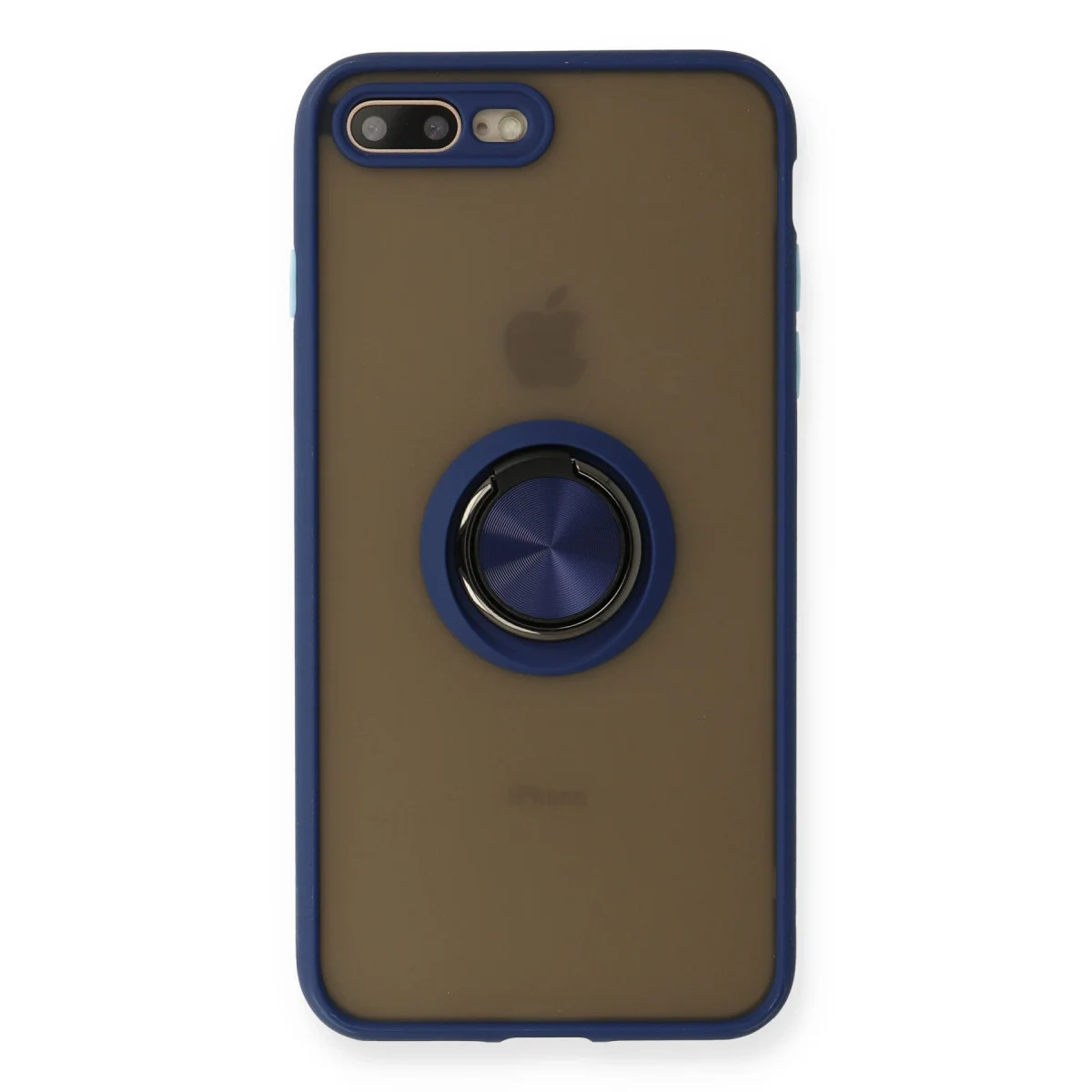 iPhone 7 Plus Kılıf Montreal Yüzüklü Silikon Kapak - Lacivert