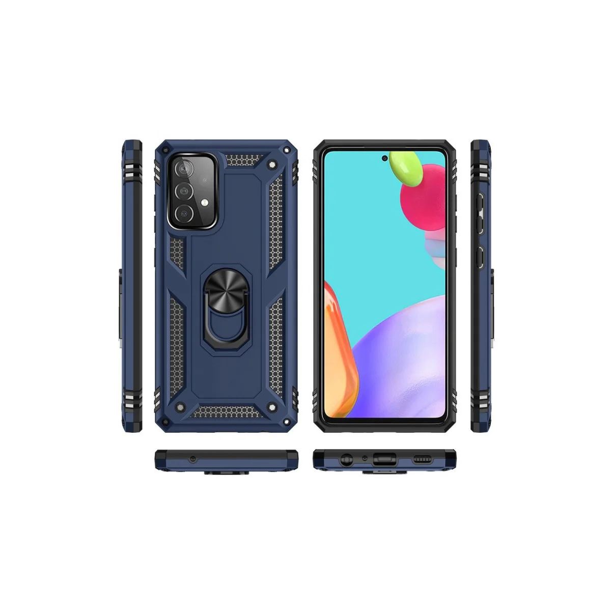 Galaxy A33 5G Kılıf Sofya Yüzüklü Silikon Kapak - Lacivert