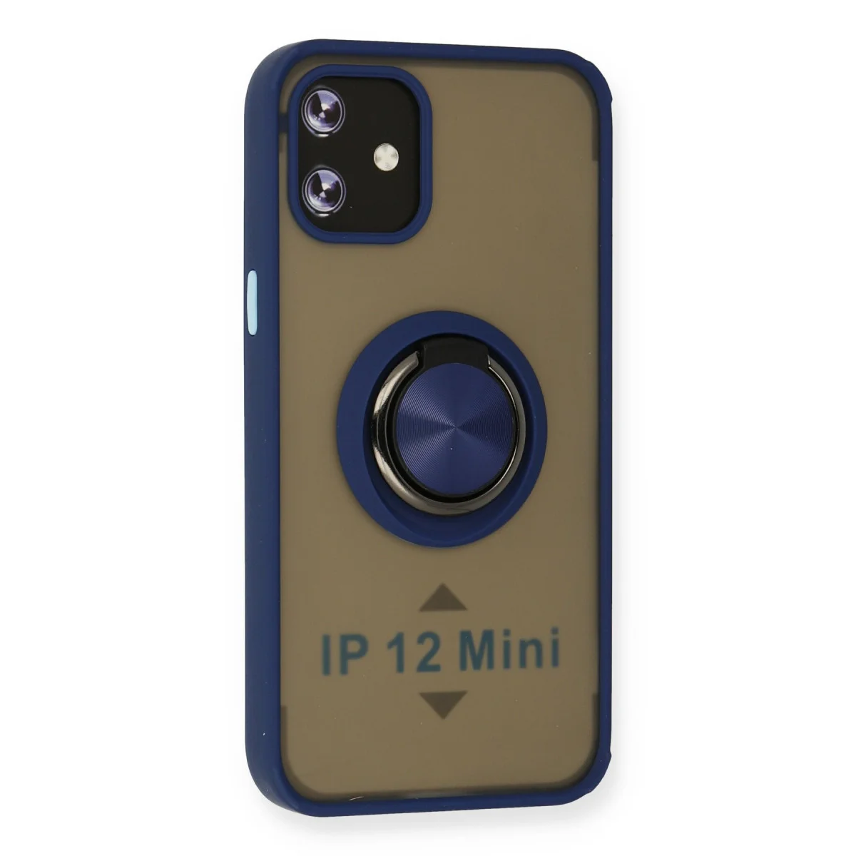 iPhone 12 Mini Kılıf Montreal Yüzüklü Silikon Kapak - Lacivert