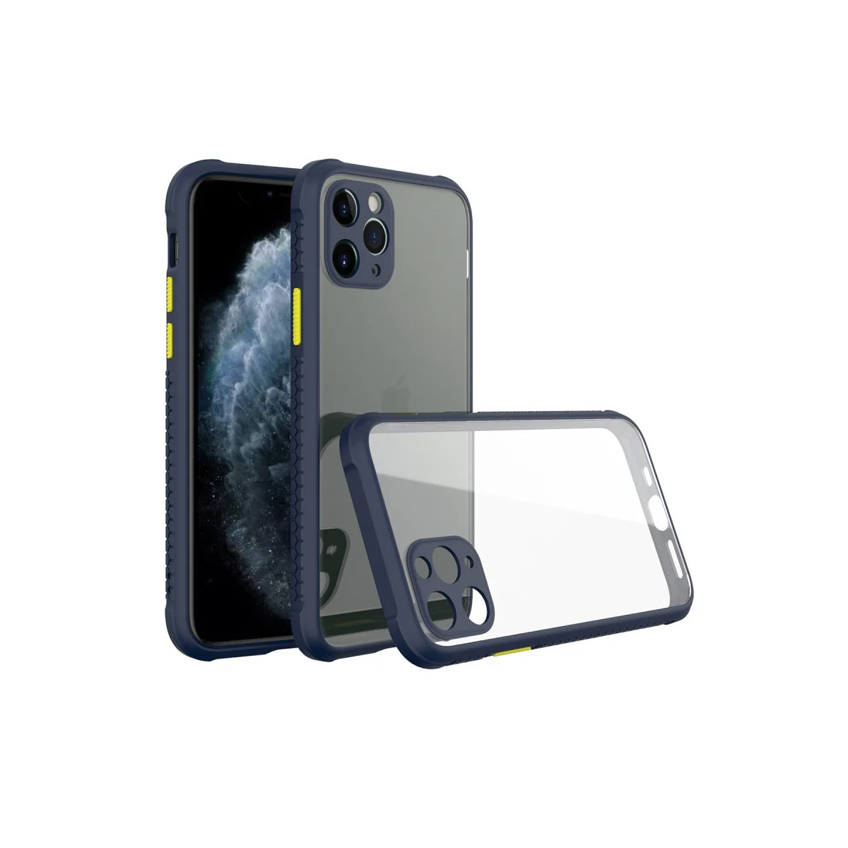 iPhone 11 Pro Max Kılıf Miami Şeffaf Silikon - Lacivert