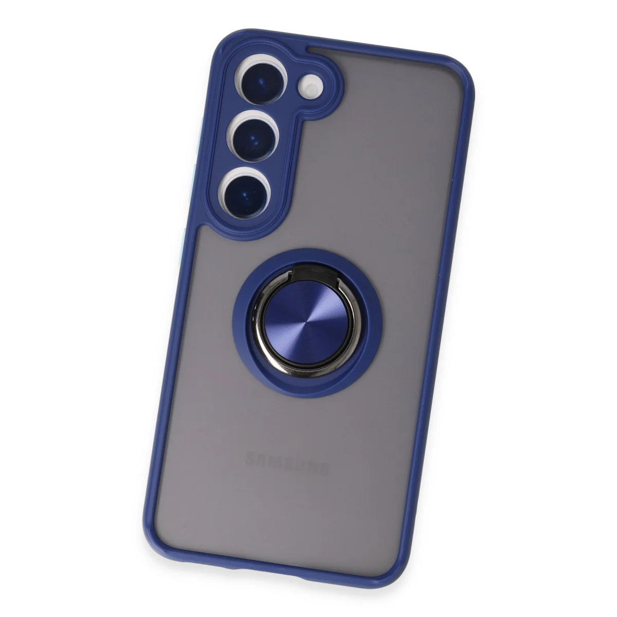 Galaxy S23 Kılıf Montreal Yüzüklü Silikon Kapak - Lacivert