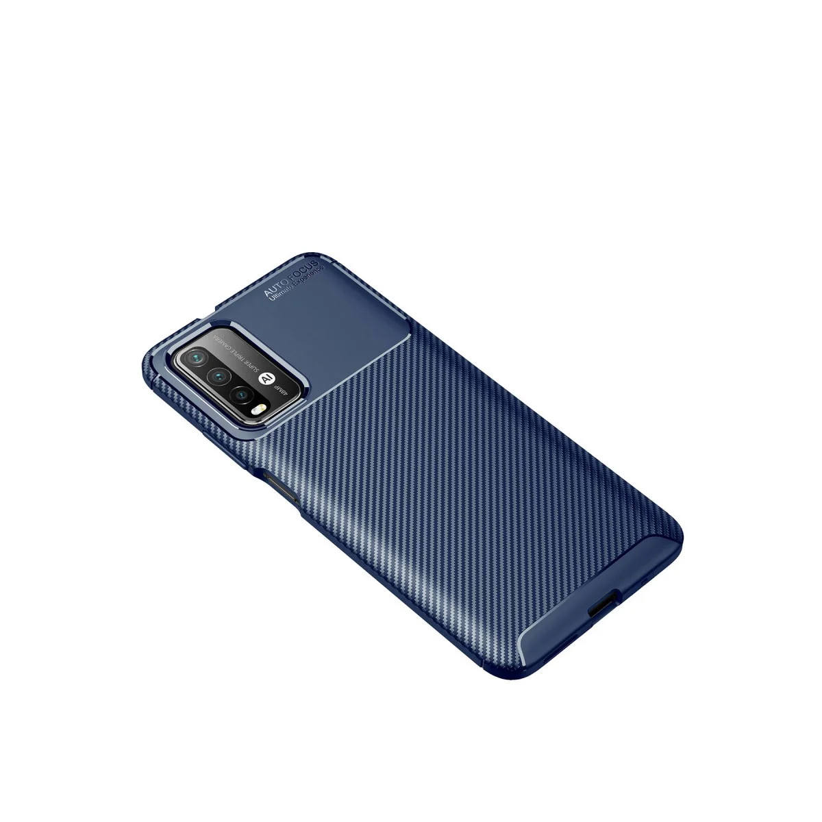 Redmi 9T Kılıf Auto Focus Karbon Kapak - Lacivert