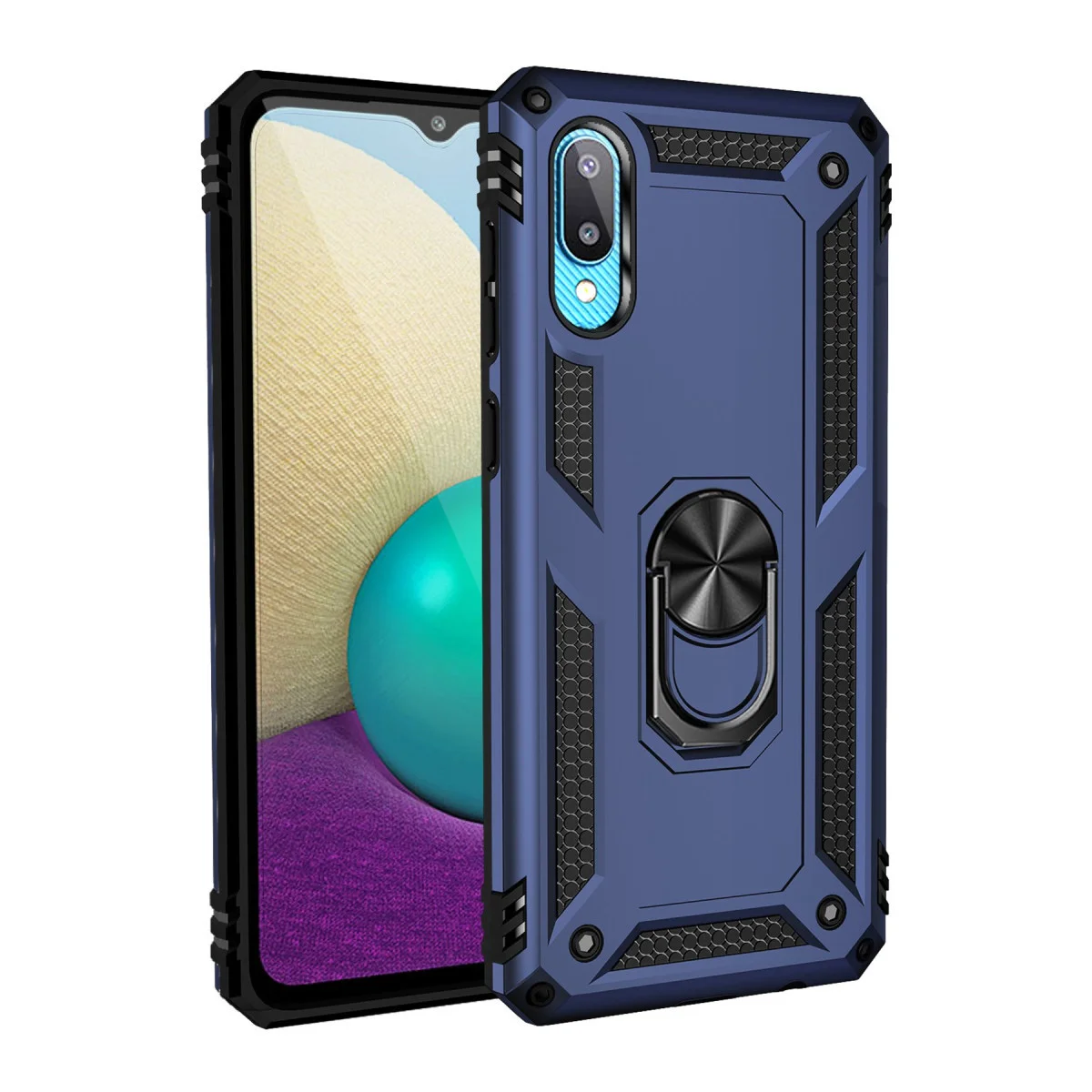 Galaxy A02 Kılıf Sofya Yüzüklü Silikon Kapak - Lacivert