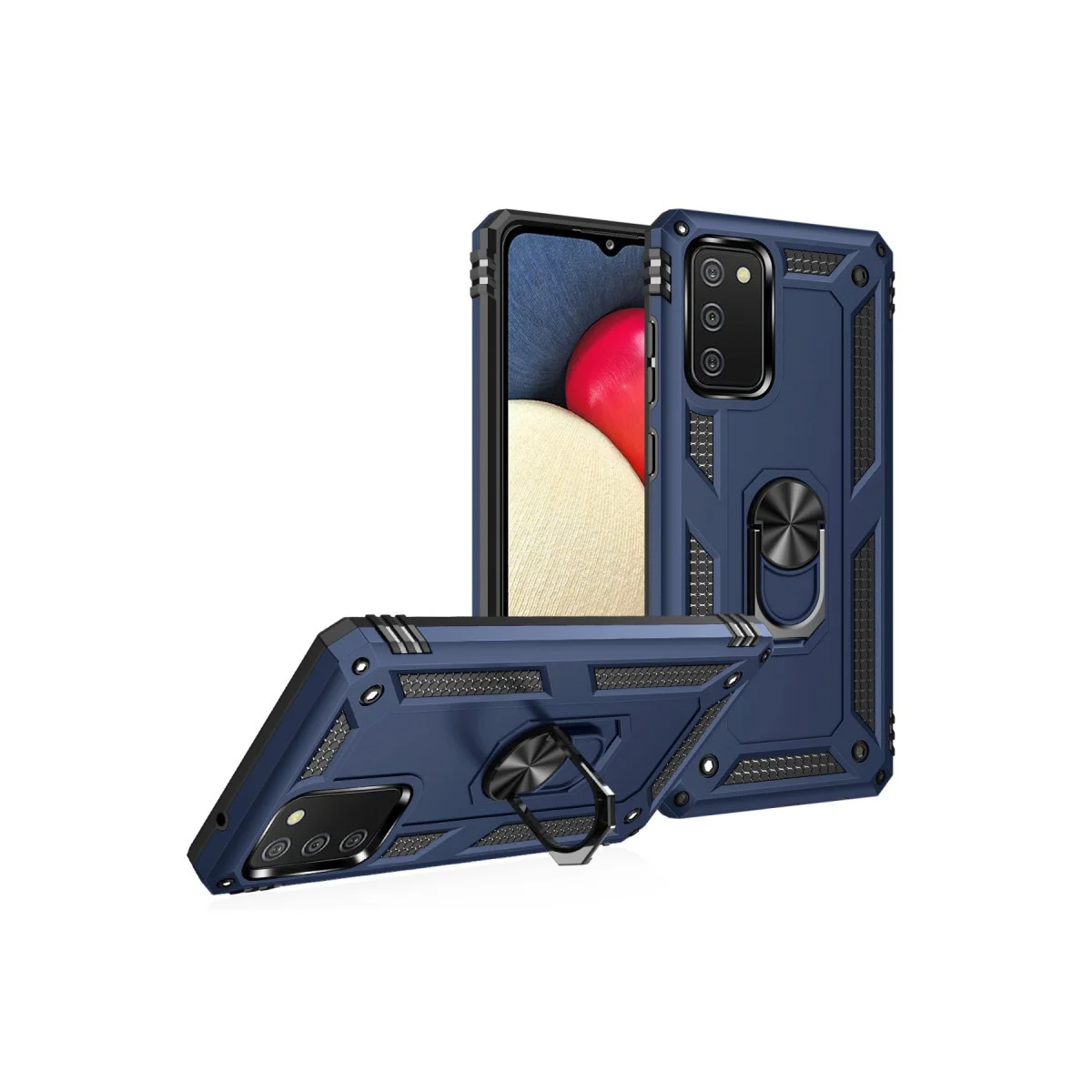 Galaxy A02S Kılıf Sofya Yüzüklü Silikon Kapak - Lacivert