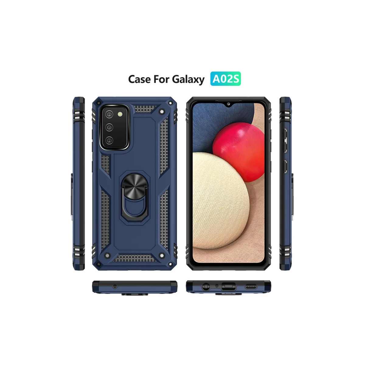 Galaxy A02S Kılıf Sofya Yüzüklü Silikon Kapak - Lacivert