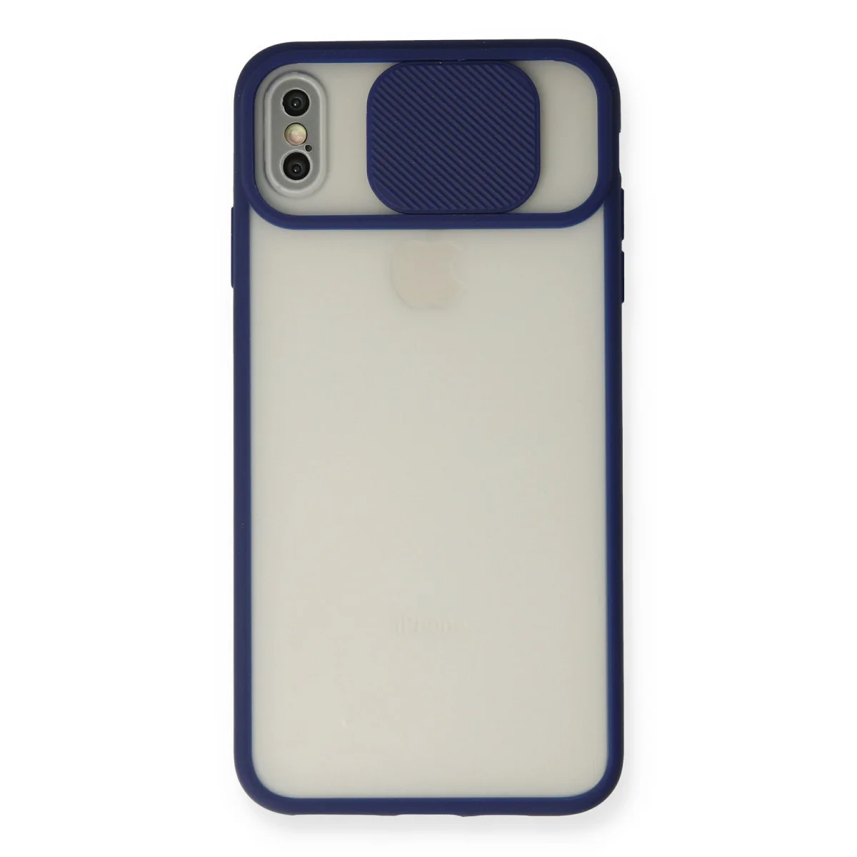 iPhone XS Max Kılıf Palm Buzlu Kamera Sürgülü Silikon - Lacivert