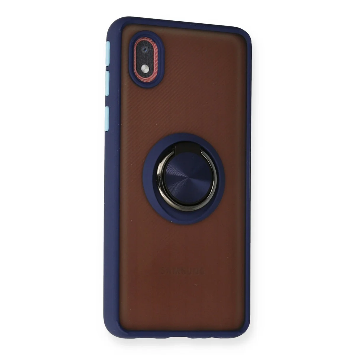 Galaxy A01 Core Kılıf Montreal Yüzüklü Silikon Kapak - Lacivert