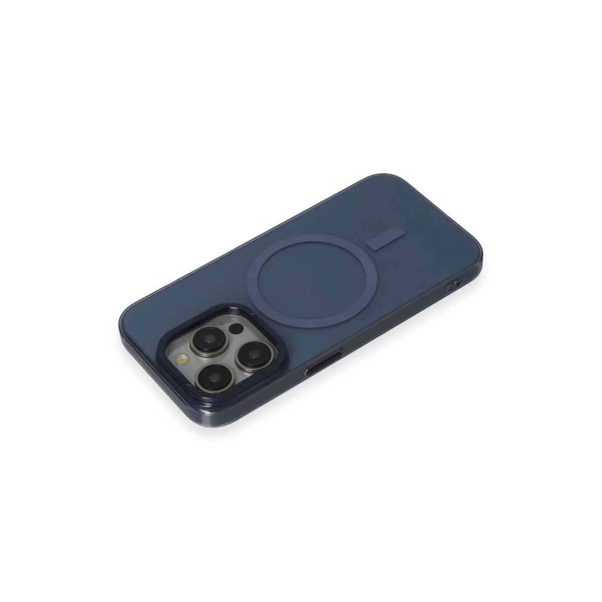 iPhone 15 Pro Kılıf Anka PC Magneticsafe Sert Metal Kapak - Lacivert