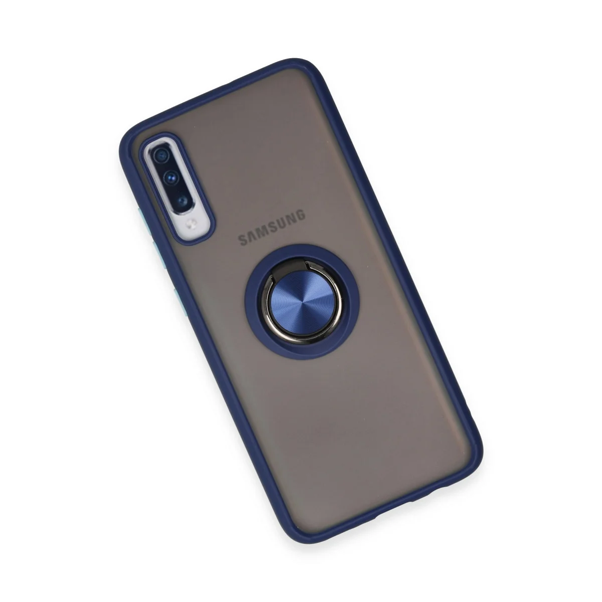 Galaxy A70 Kılıf Montreal Yüzüklü Silikon Kapak - Lacivert