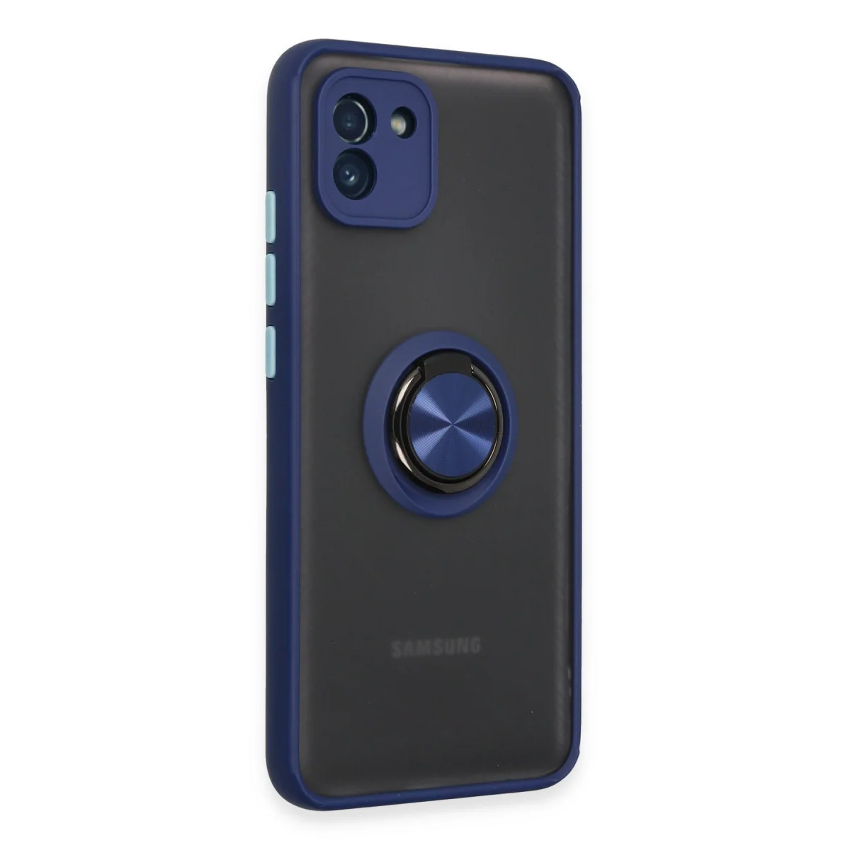 Galaxy A03 Kılıf Montreal Yüzüklü Silikon Kapak - Lacivert