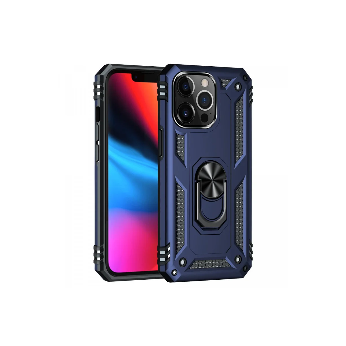 iPhone 13 Pro Max Kılıf Sofya Yüzüklü Silikon Kapak - Lacivert