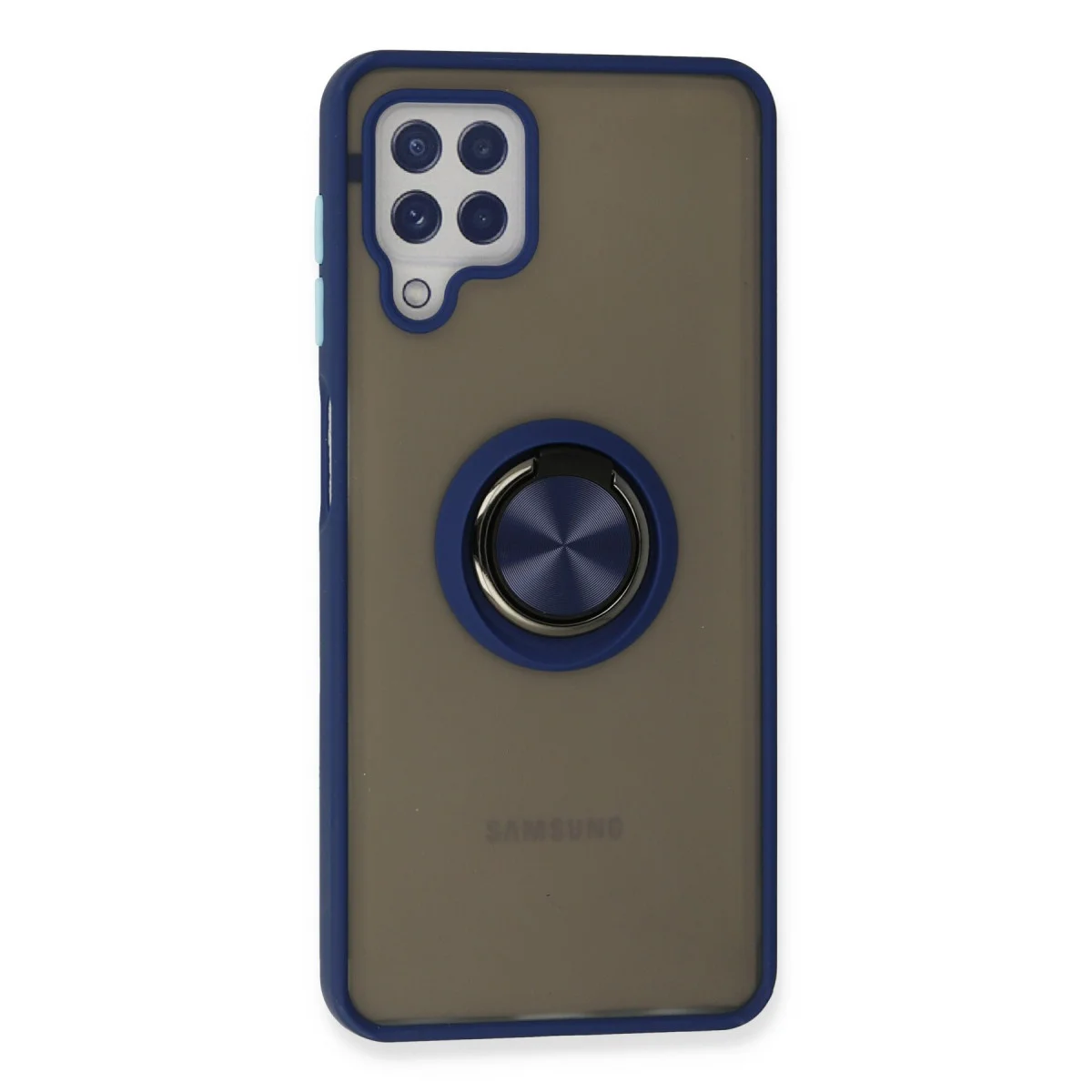 Galaxy A22 Kılıf Montreal Yüzüklü Silikon Kapak - Lacivert