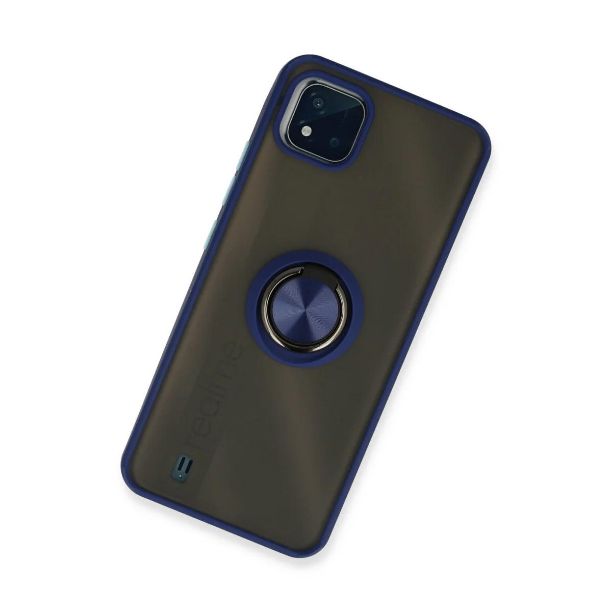 Realme C11 2021 Kılıf Montreal Yüzüklü Silikon Kapak - Lacivert