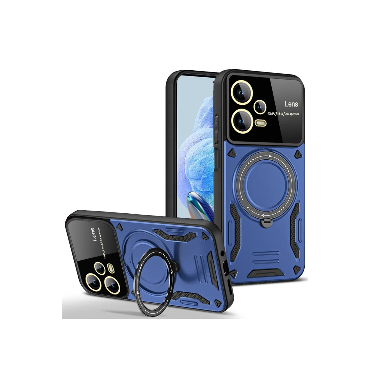 Redmi Note 12 Pro 5G Kılıf Joy Lens Standlı Kapak - Lacivert