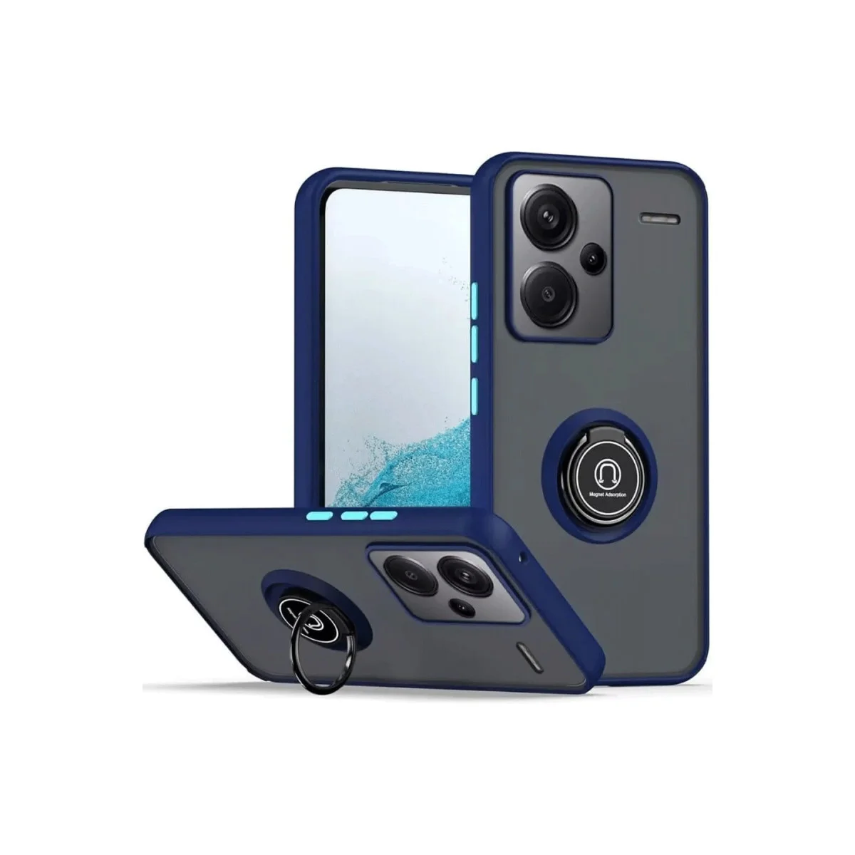 Redmi Note 13 Pro Plus Kılıf Montreal Yüzüklü Silikon Kapak - Lacivert