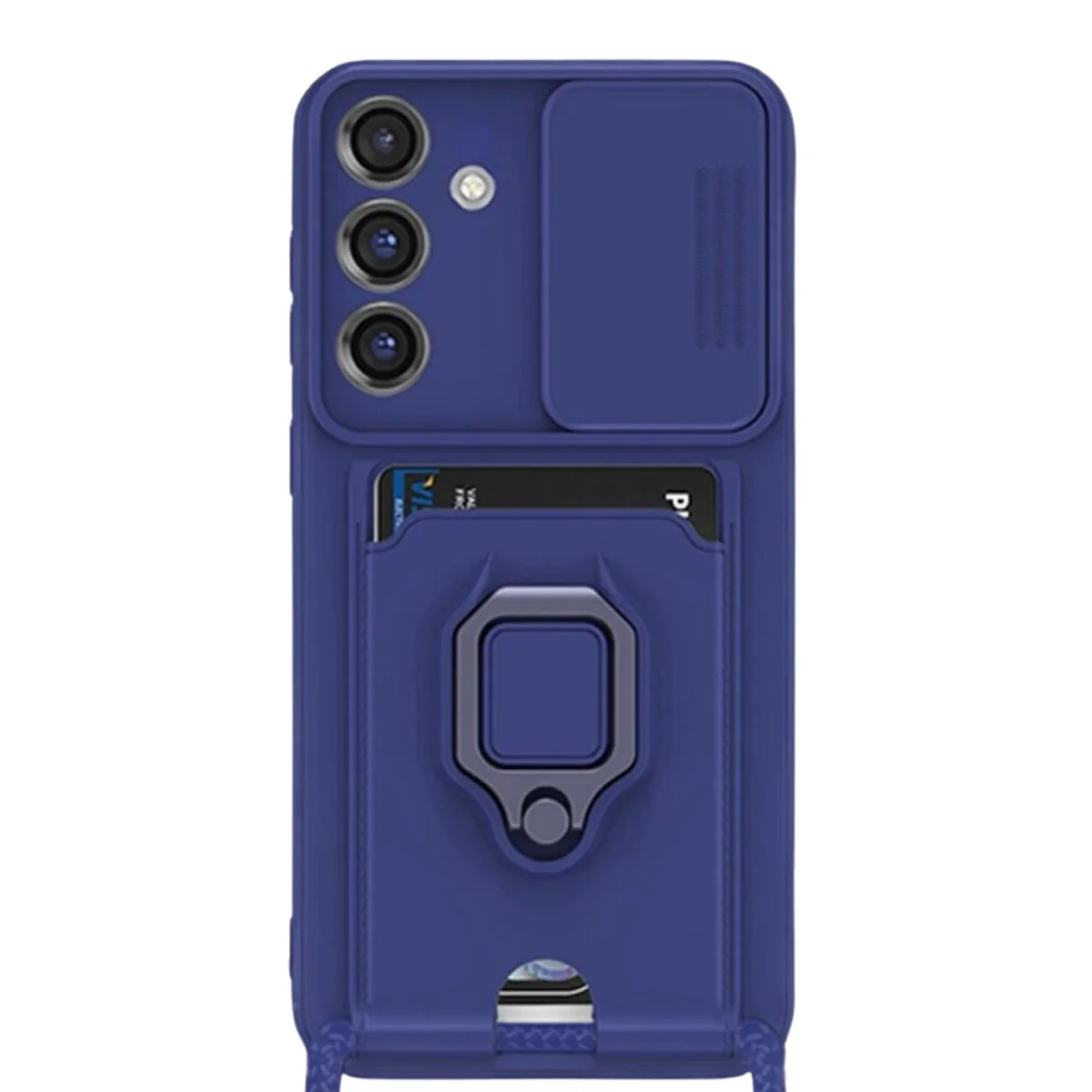 Galaxy S25 Plus Kılıf Zuma Kartvizitli Yüzüklü Silikon - Lacivert