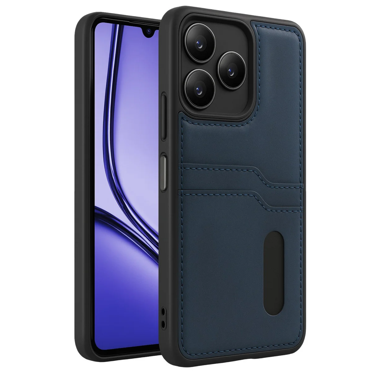 Realme Note 50 4G Kılıf Sara Kartvizitli Deri Kılıf - Lacivert