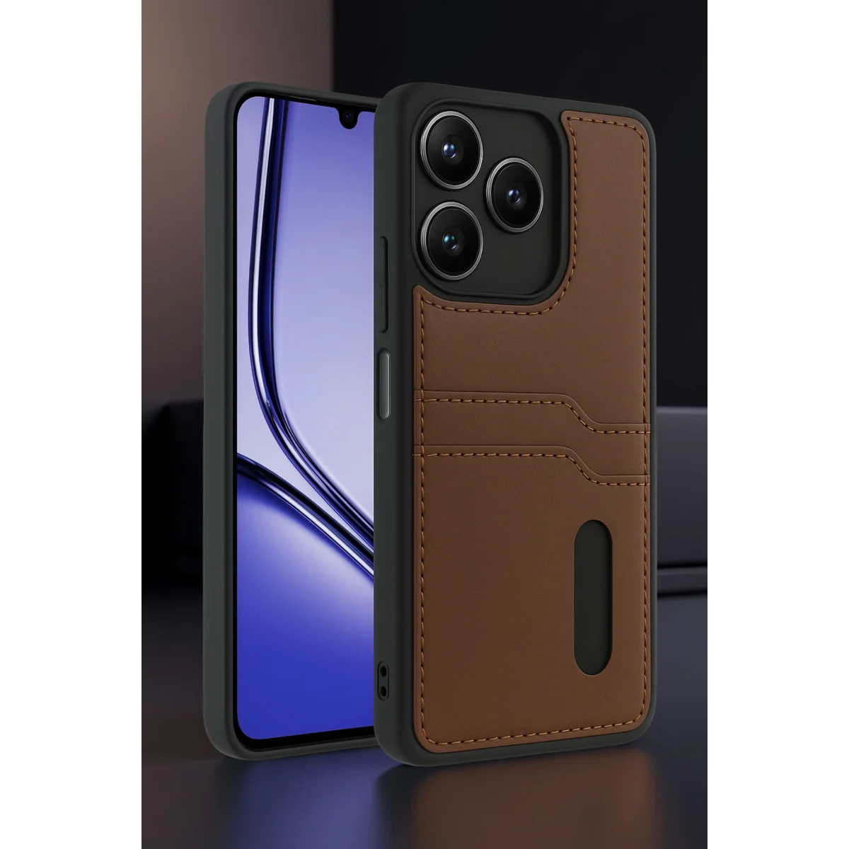 Realme Note 50 4G Kılıf Sara Kartvizitli Deri Kılıf - Lacivert