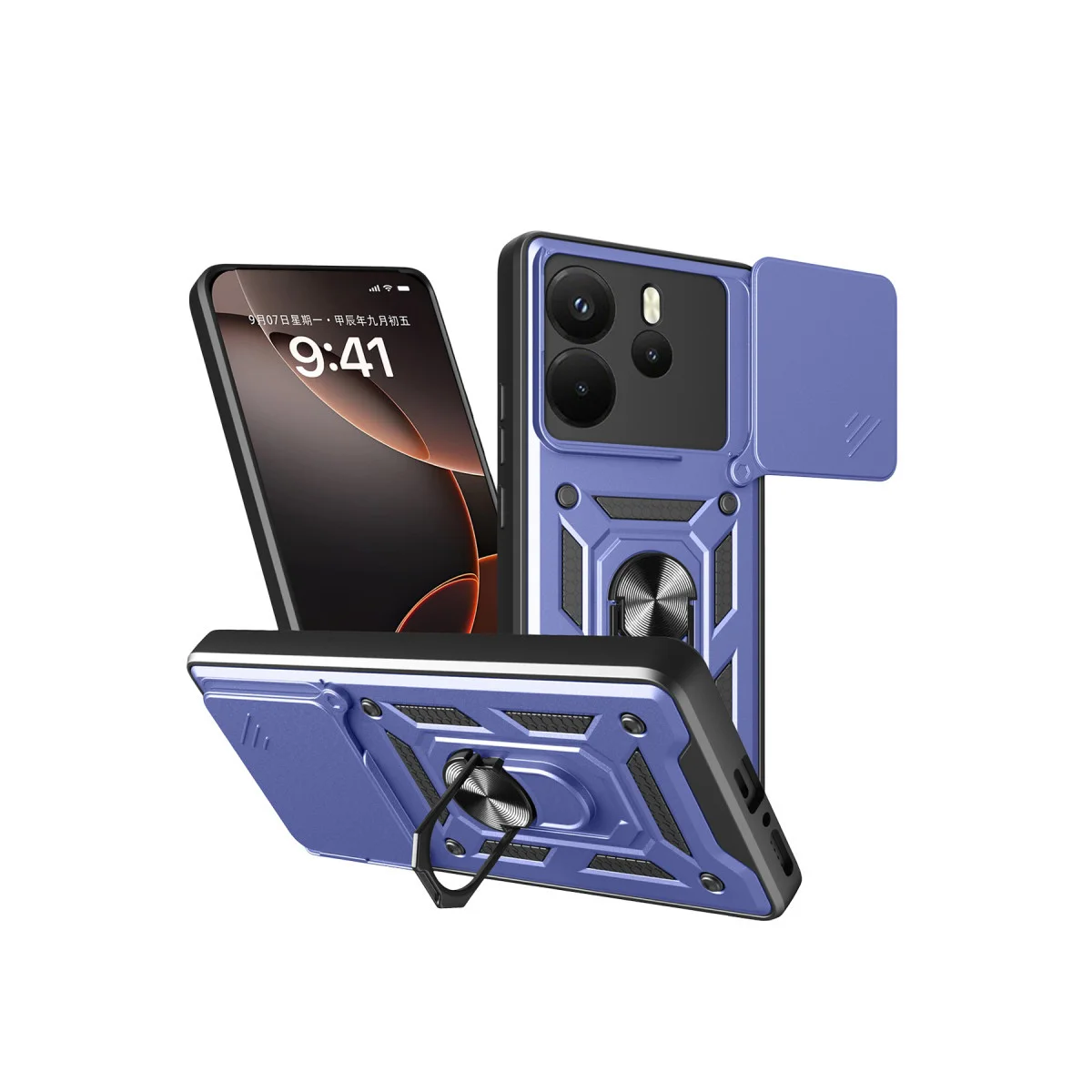 Redmi Note 14 4G Pars Lens Yüzüklü Silikon - Lacivert