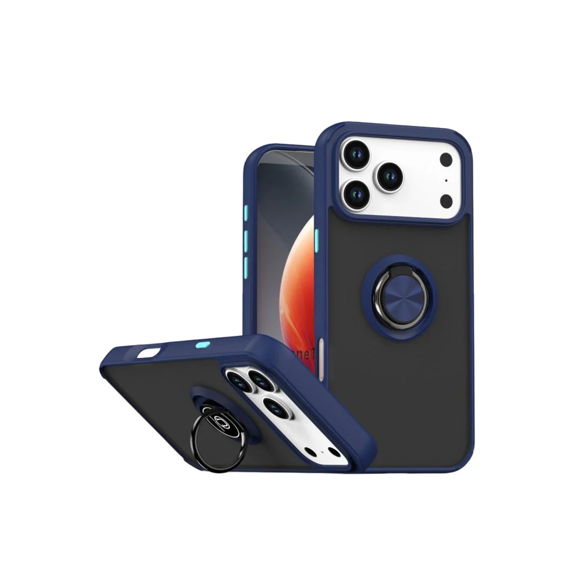 iPhone 17 Pro Montreal Yüzüklü Silikon Kapak - Lacivert