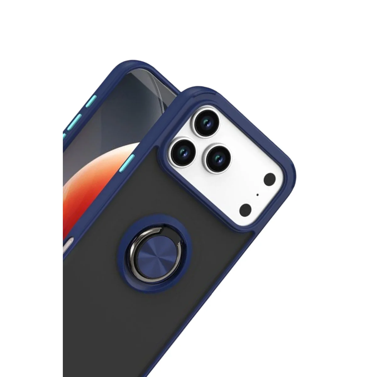 iPhone 17 Pro Max Montreal Yüzüklü Silikon Kapak - Lacivert