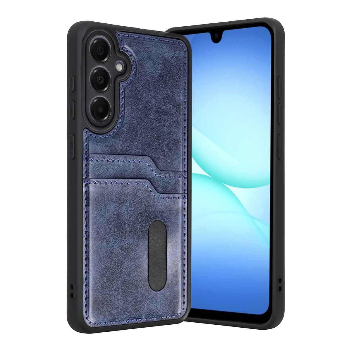 Galaxy A57 5G Sara Kartvizitli Deri Kılıf - Lacivert