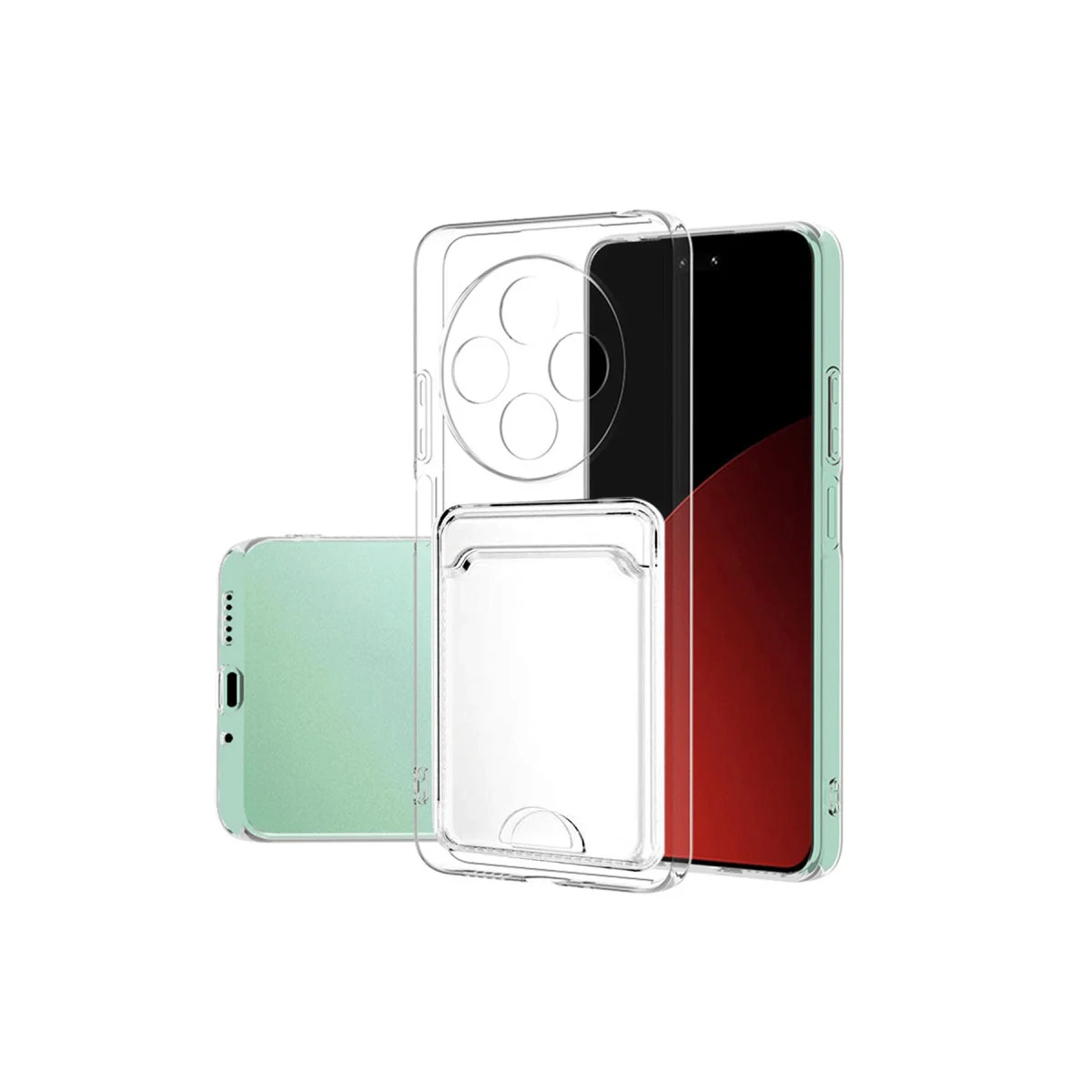 Redmi 14C Kılıf Kart Şeffaf Silikon - Şeffaf