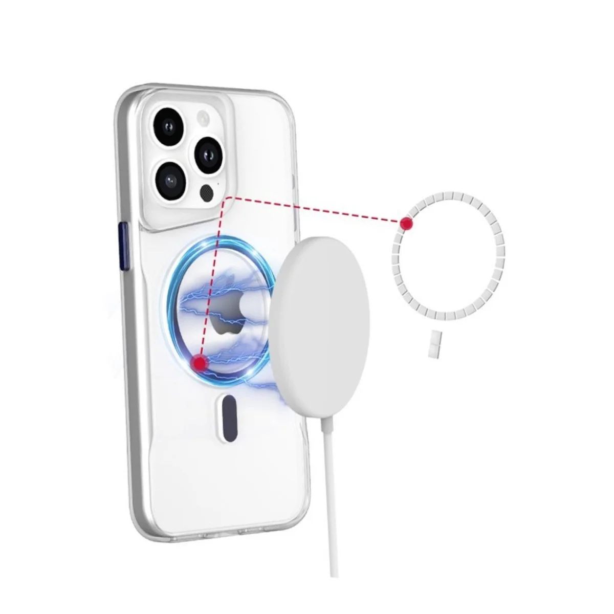iPhone 16 Plus Kılıf PC Poso Magsafe Kapak - Şeffaf