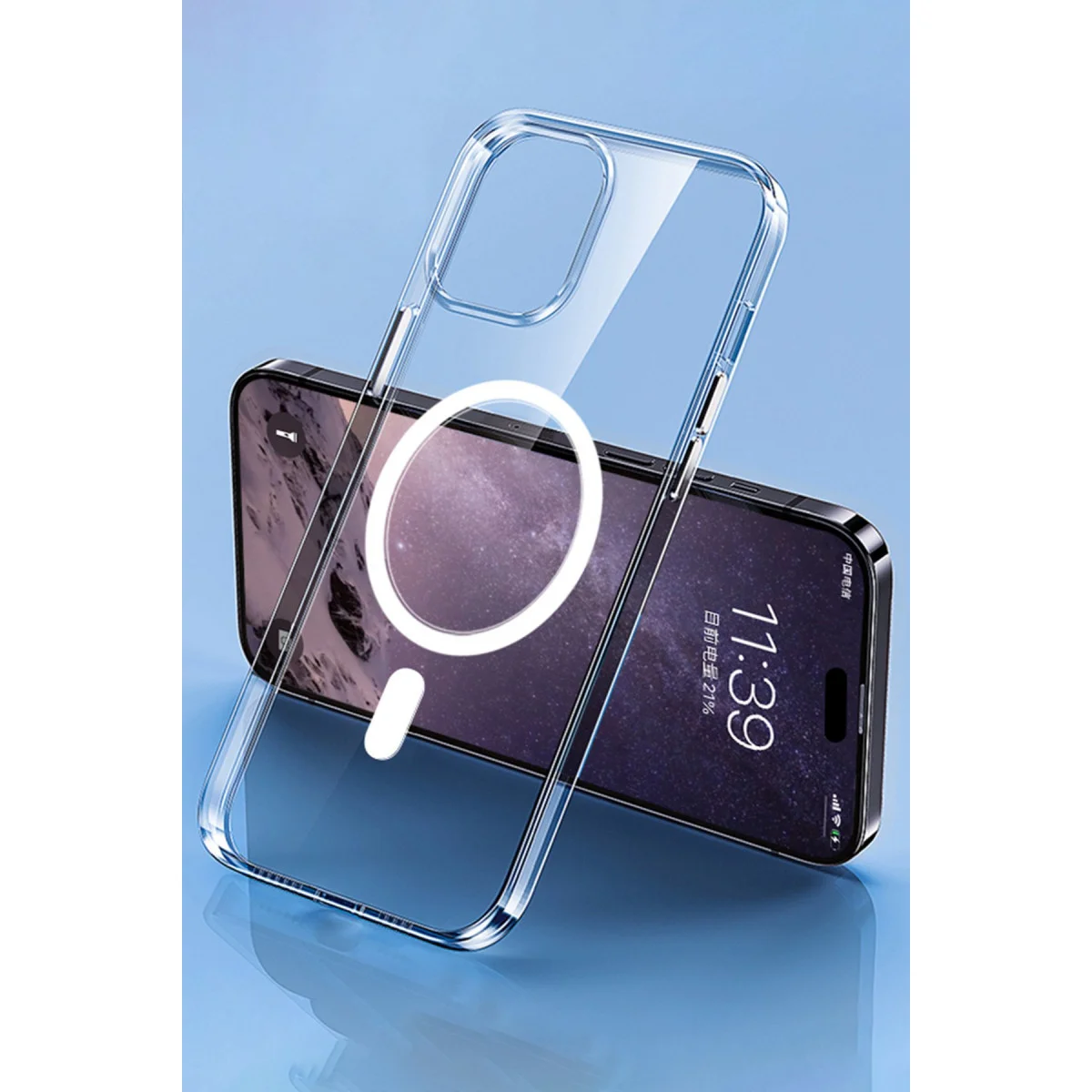 iPhone 14 Pro Max Kılıf Tron Şeffaf Magsafe Kapak - Şeffaf
