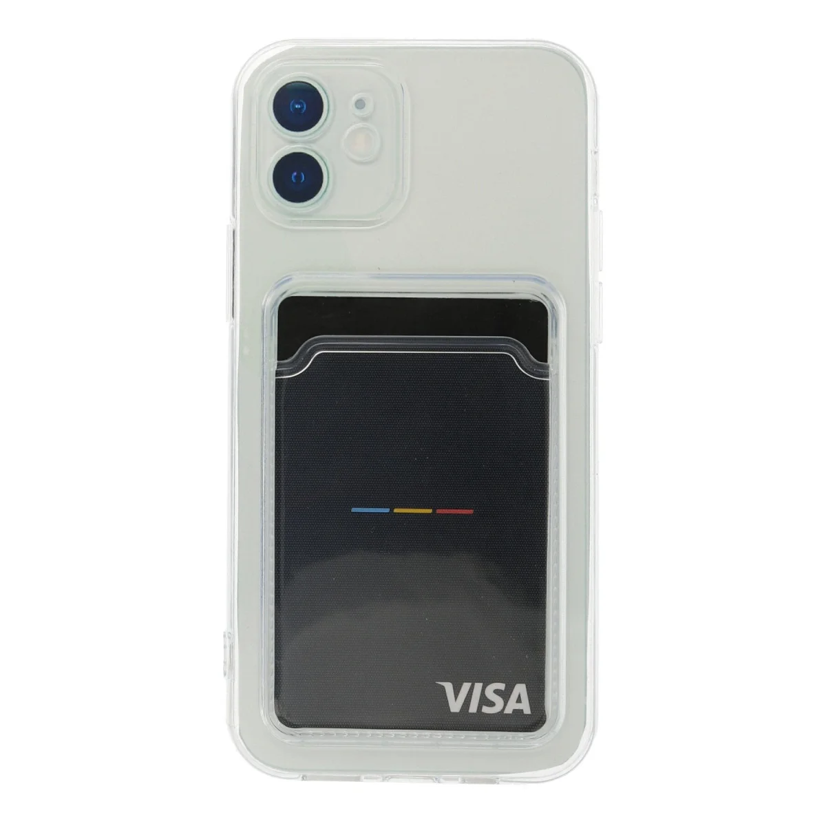iPhone 12 Kılıf Kart Şeffaf Silikon - Şeffaf