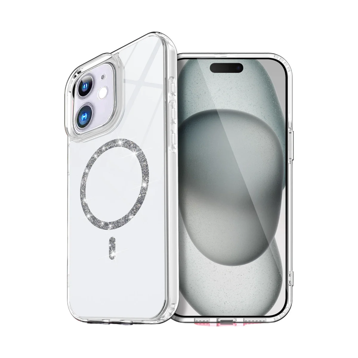 iPhone 12 Live Diamond Magsafe Kapak - Şeffaf